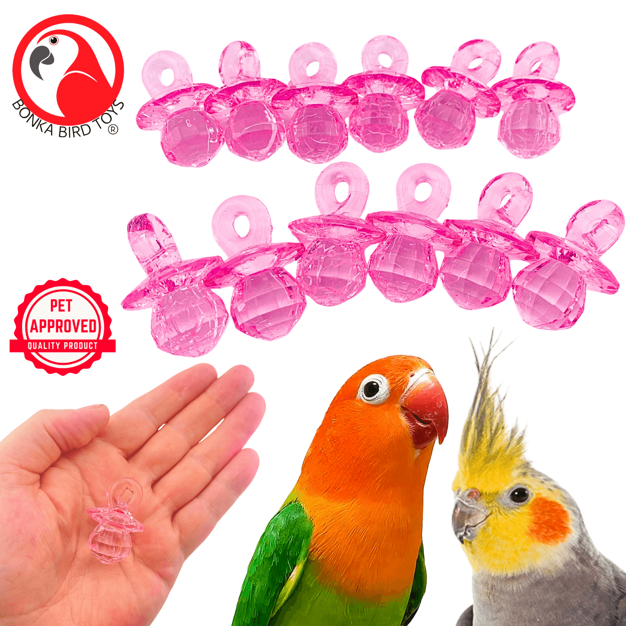 Crystal Cut Pk12 Pacifiers - Bonka Bird Toys