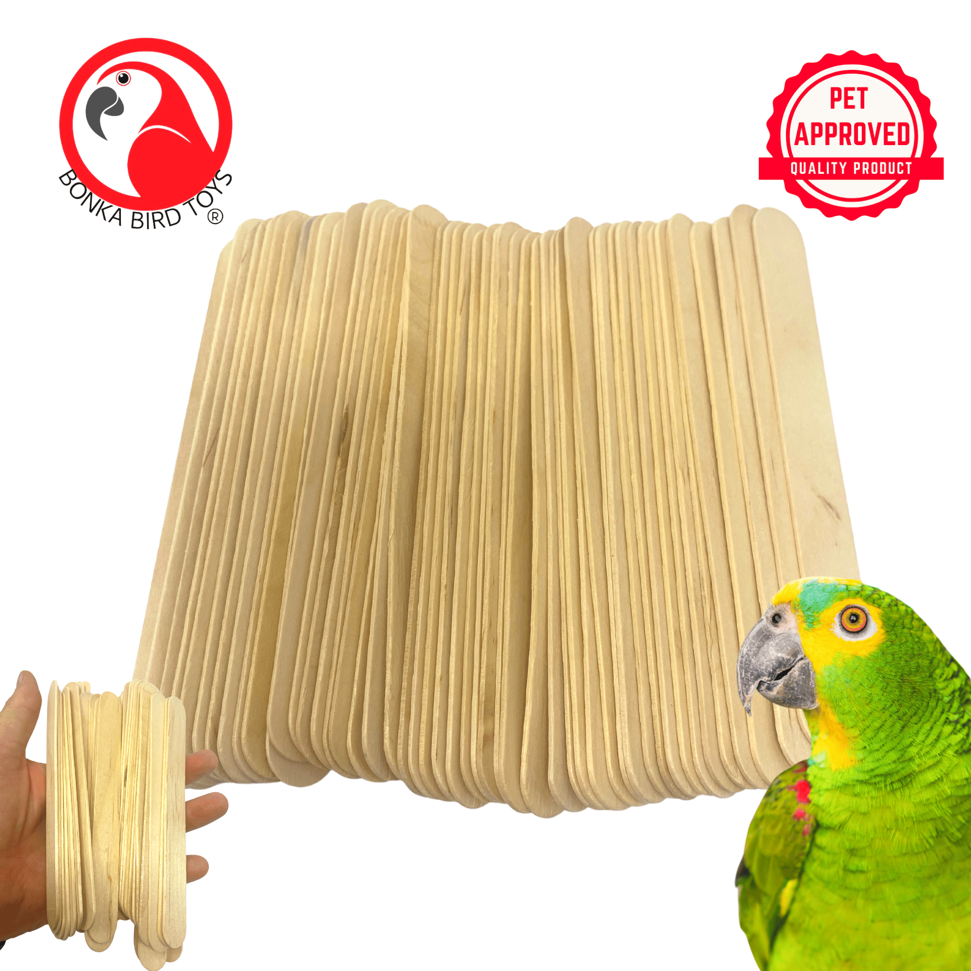 Pk100 Big Natural Wooden Chewy Sticks - Bonka Bird Toys