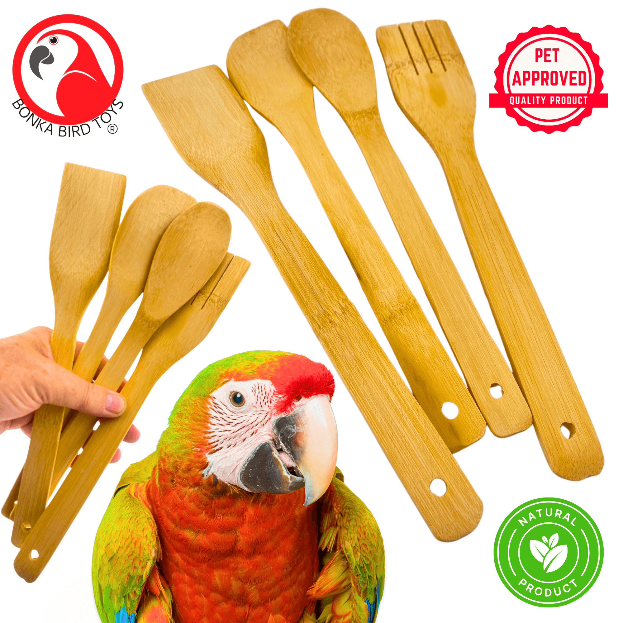 1168 Pk4 Bamboo Spoon & Paddle Chews - Bonka Bird Toys