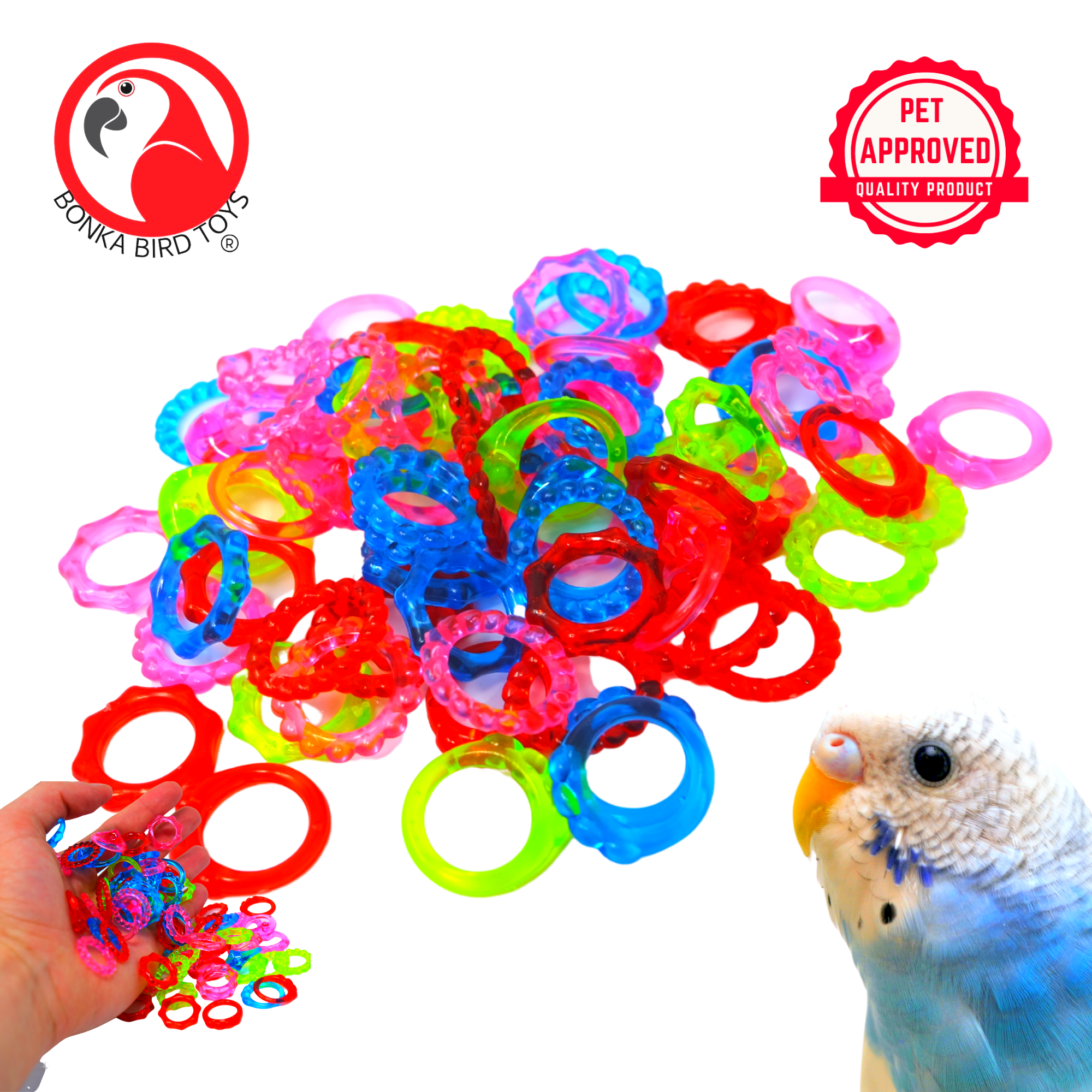 2954 Pk72 Tiny Crystal Rings - Bonka Bird Toys