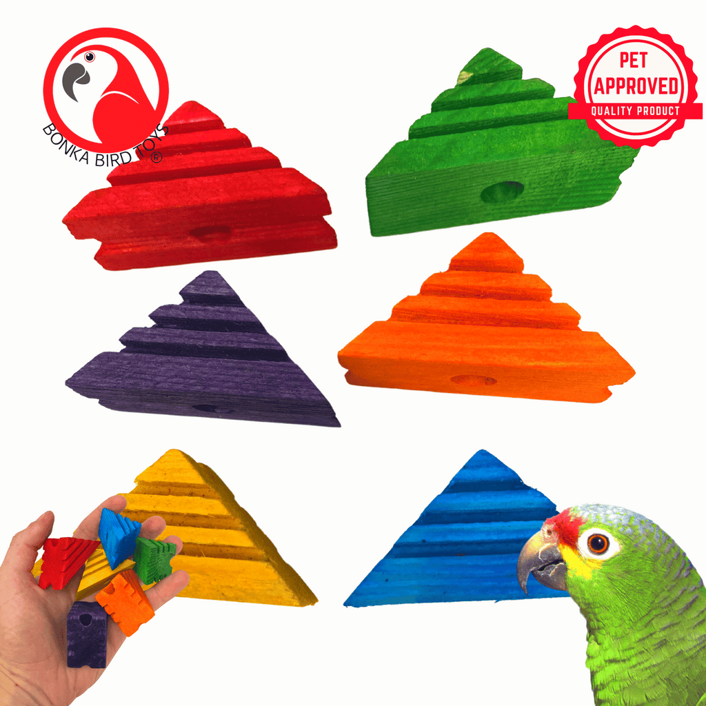 Pack 6 Wooden Triangle Blocks - Bonka Bird Toys