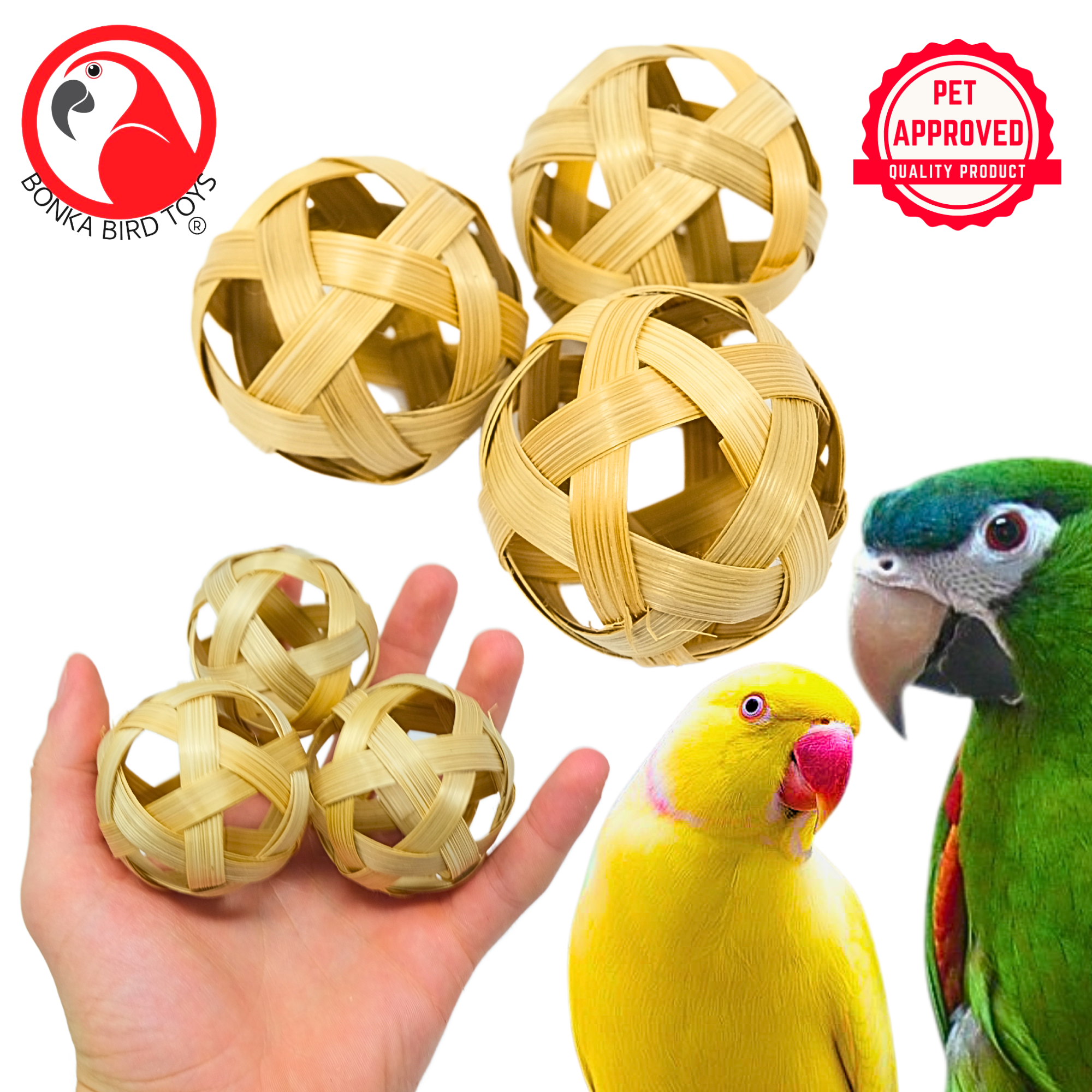 3485 PK3 Natural 3 Inch Bamboo Balls - Bonka Bird Toys