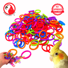 2953 Pk144 0.75" Tiny Rubber Neon Rings - Bonka Bird Toys