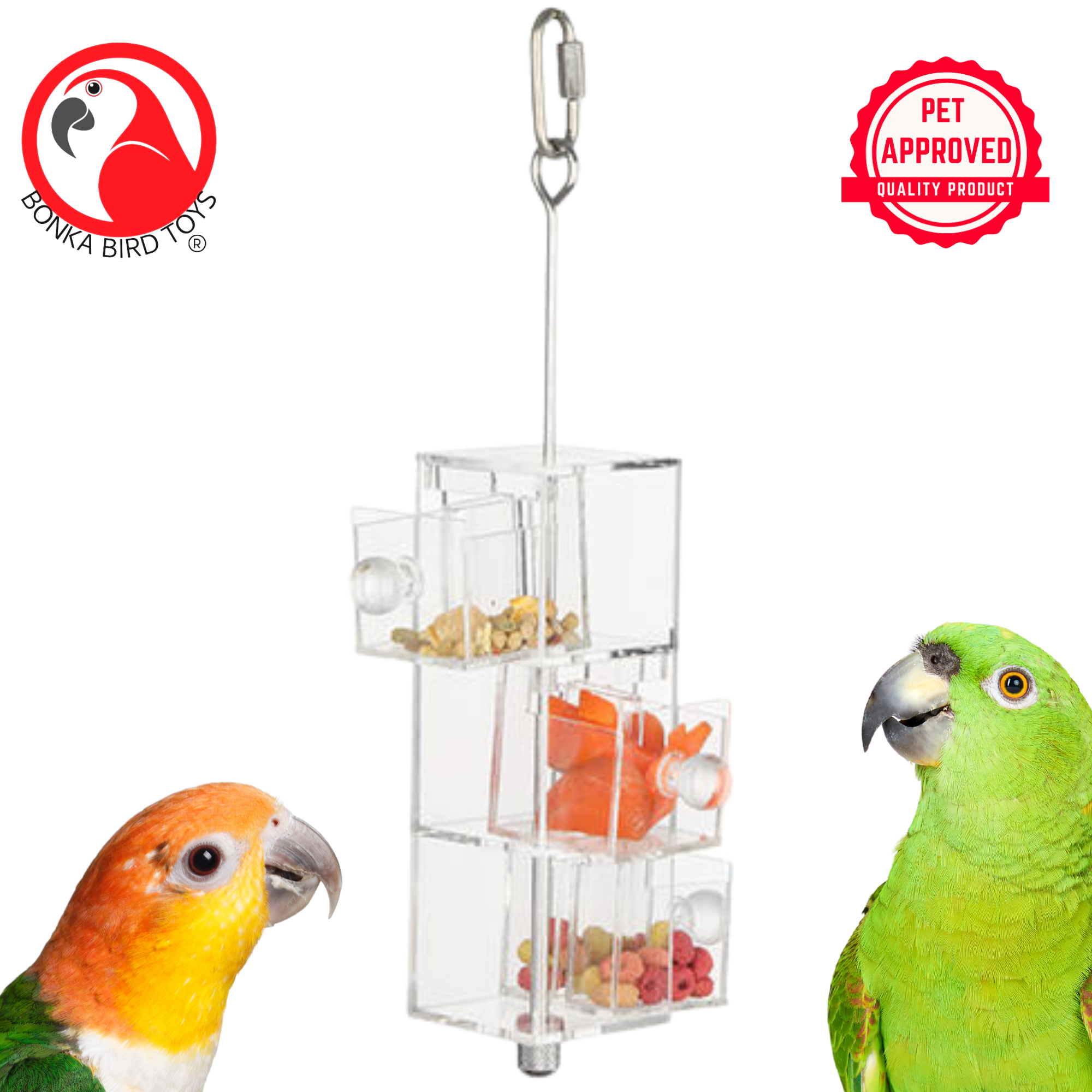 Bonka Bird Toys 2234 - Acrylic Foraging Box for Birds | Interactive Treat Puzzle Toy - Bonka Bird Toys