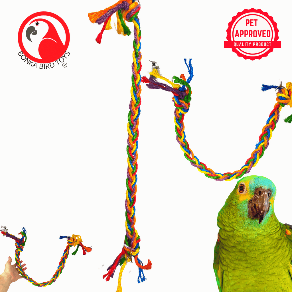 48 Inch Natural Rope (Small) - Flexible Bendable Climbing Rope Perch Cage  Accessory Toy - Sugar Gliders, Squirrels, Degus, Marmosets, Birds, Rats 