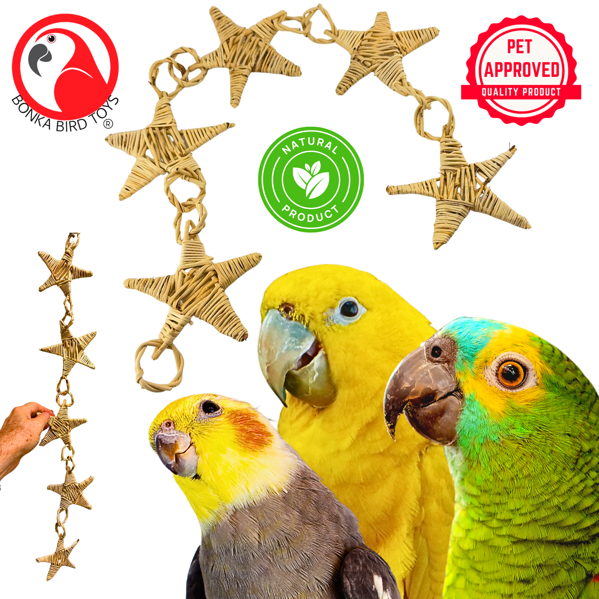 3374 Natural Vine Star Chain - Bonka Bird Toys