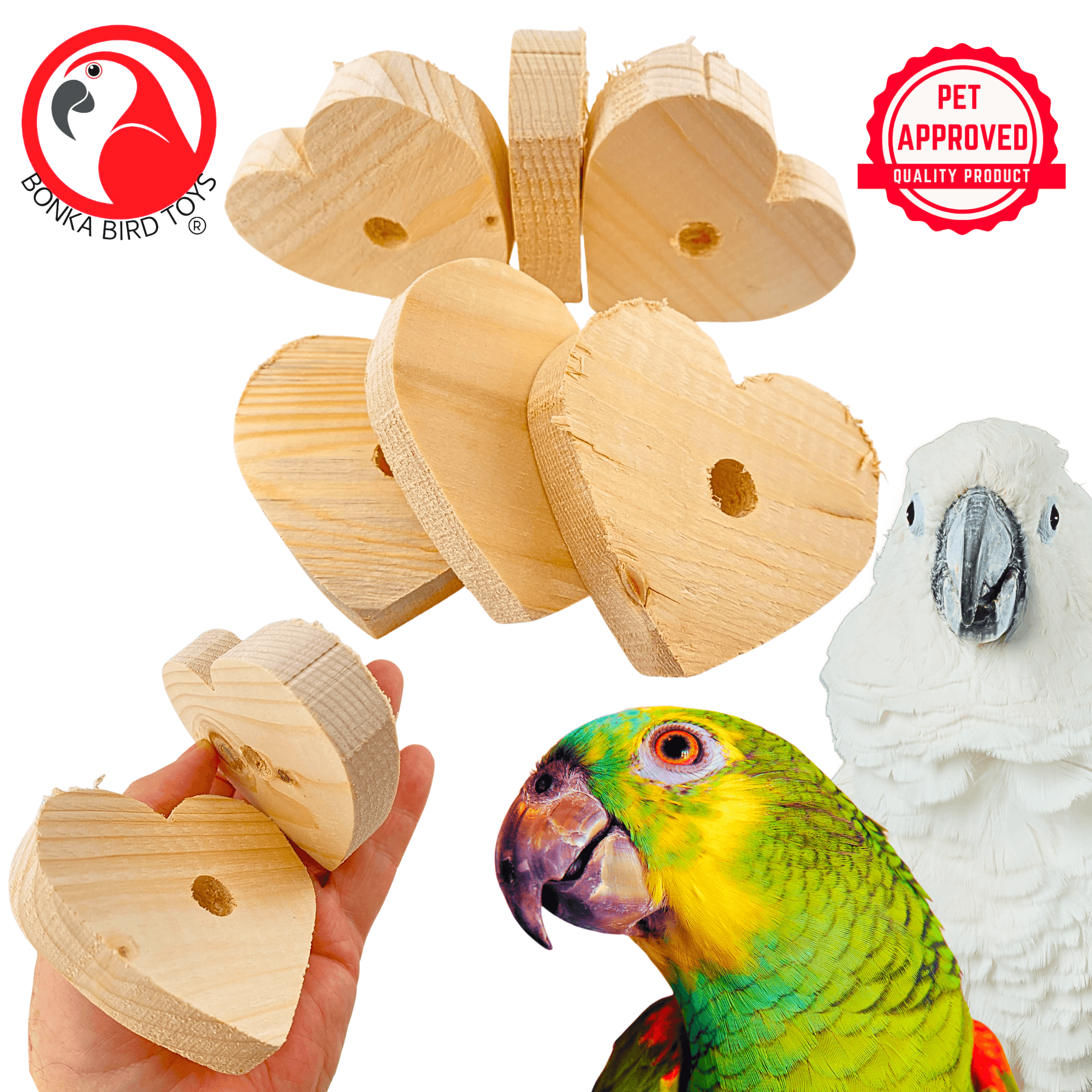 979 Pk6 Natural Huge Wood Heart - Bonka Bird Toys