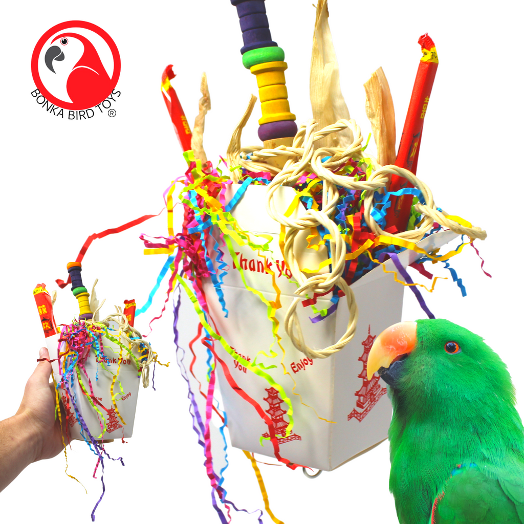 Bonka Bird Toys 2227 Medium Party Take Away - Interactive Foraging Toy for Medium Birds - Bonka Bird Toys