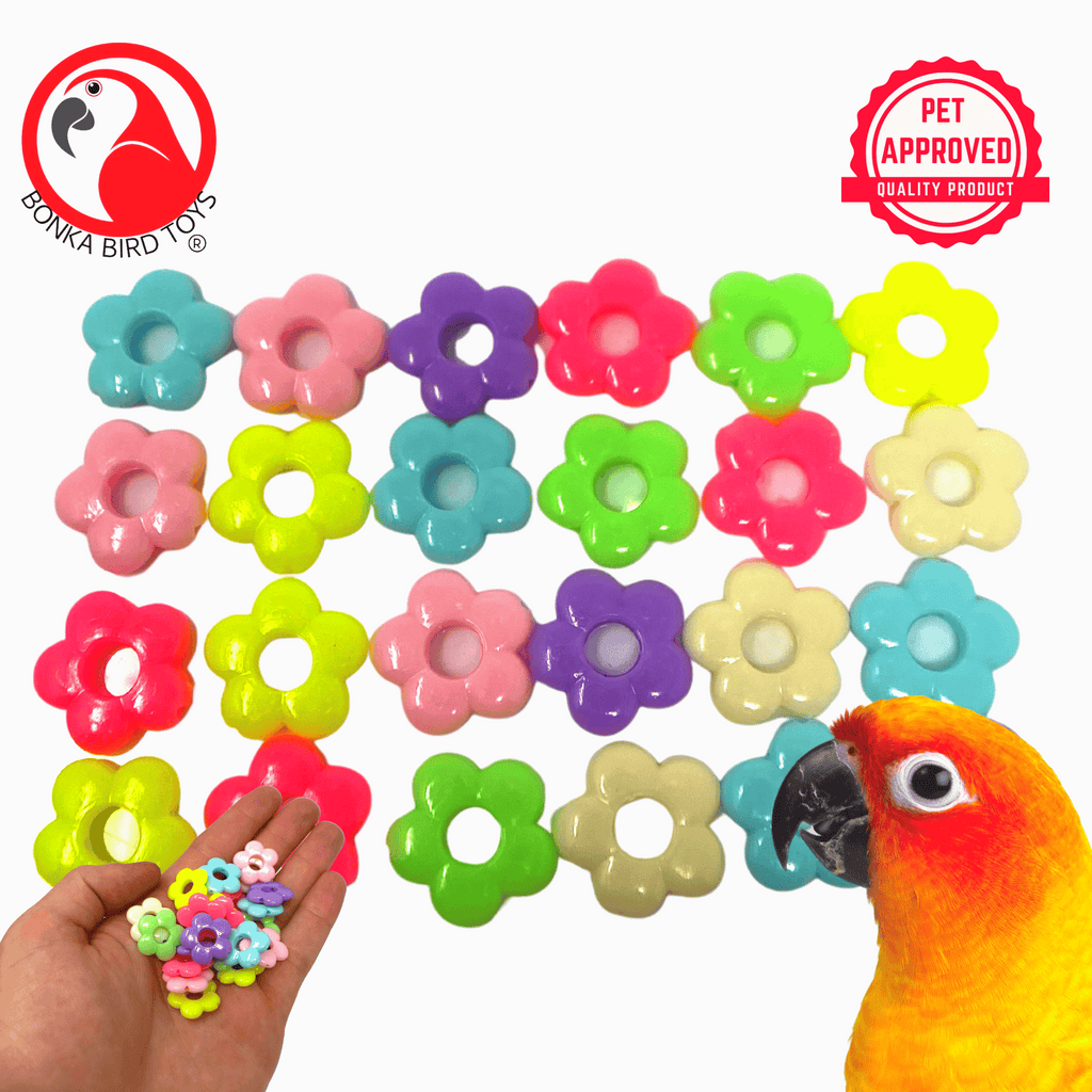2950 Pk24 Tiny Pastel Plastic Flowers - Bonka Bird Toys