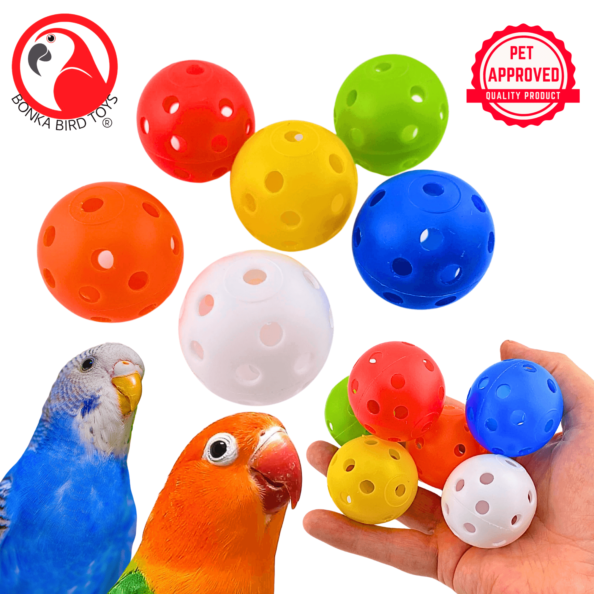 2831 Pk6 Small 1.5" Colored Plastic Balls - Bonka Bird Toys