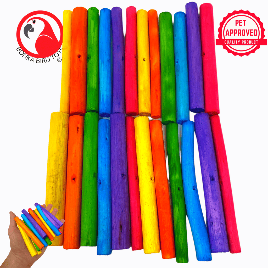 2946 Pk24 3.5" Colored Drilled Jute Sticks - Bonka Bird Toys