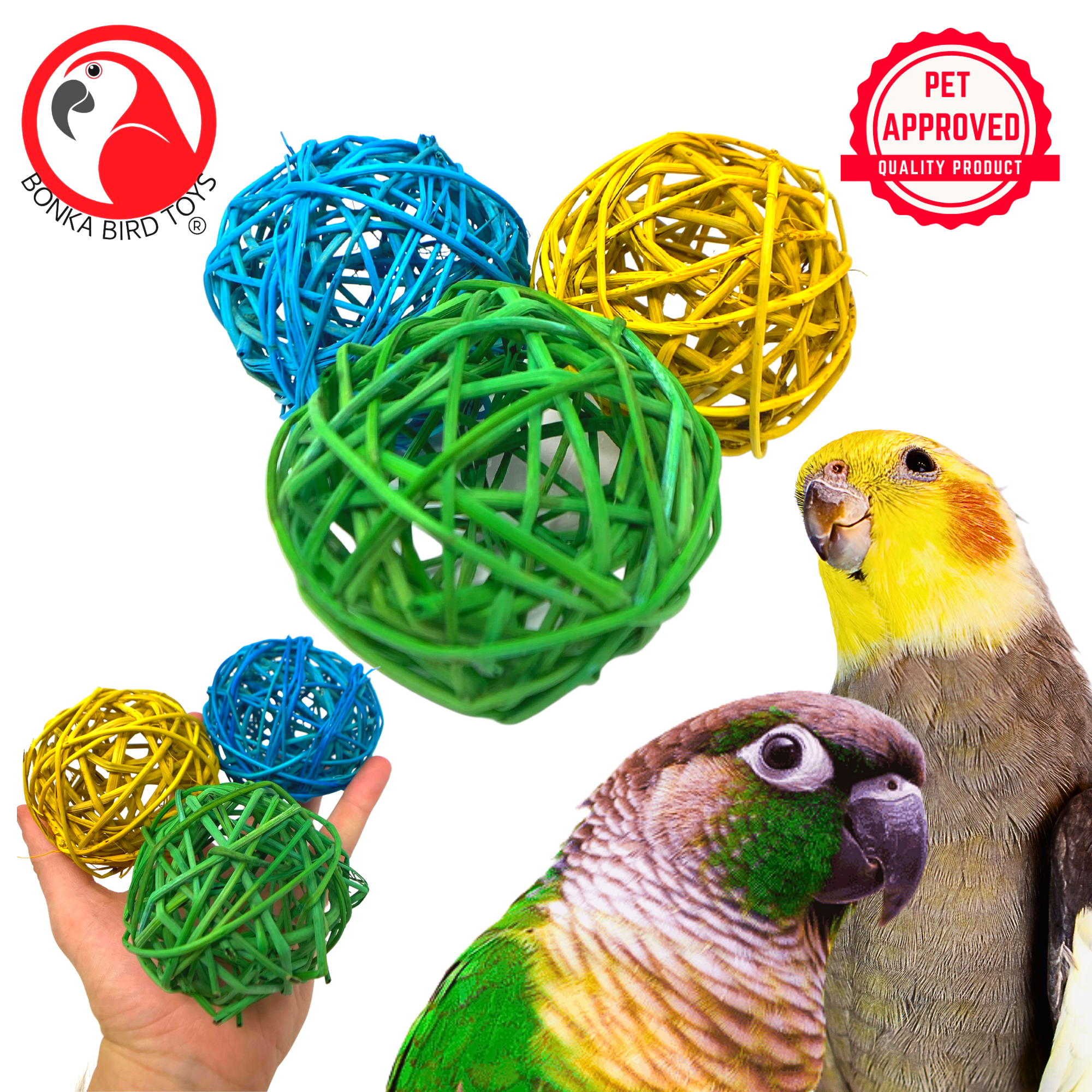 2521 Pk3 Huge Colored Vine Balls - Bonka Bird Toys