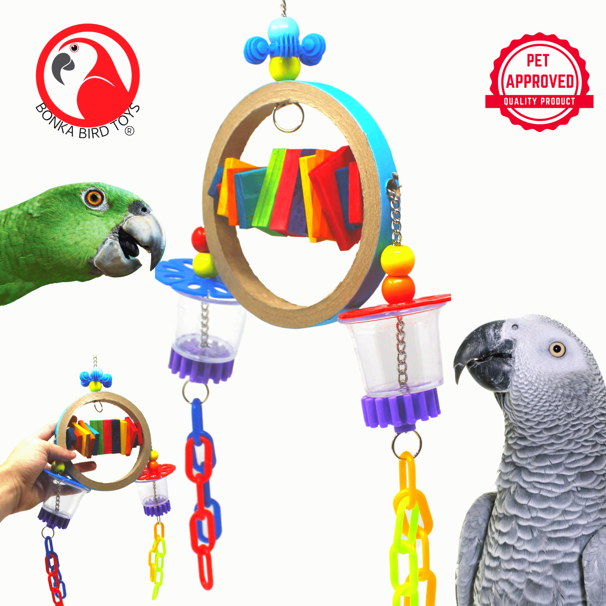 2237 Ring in the Cheers Bird Toy: Exciting Playtime for Medium-Sized Birds - Bonka Bird Toys