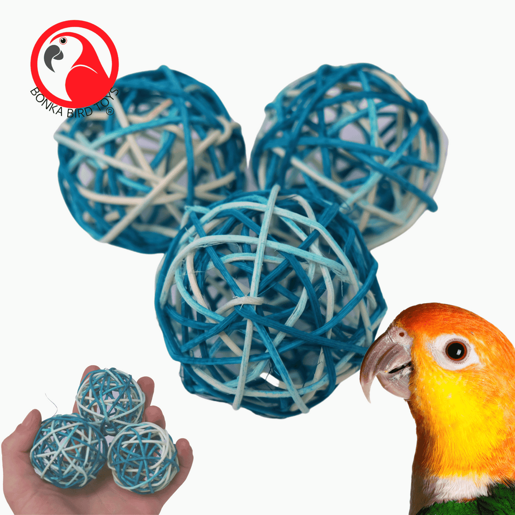 PK3 Natural Crazy Color Vine Balls 2" - Bonka Bird Toys