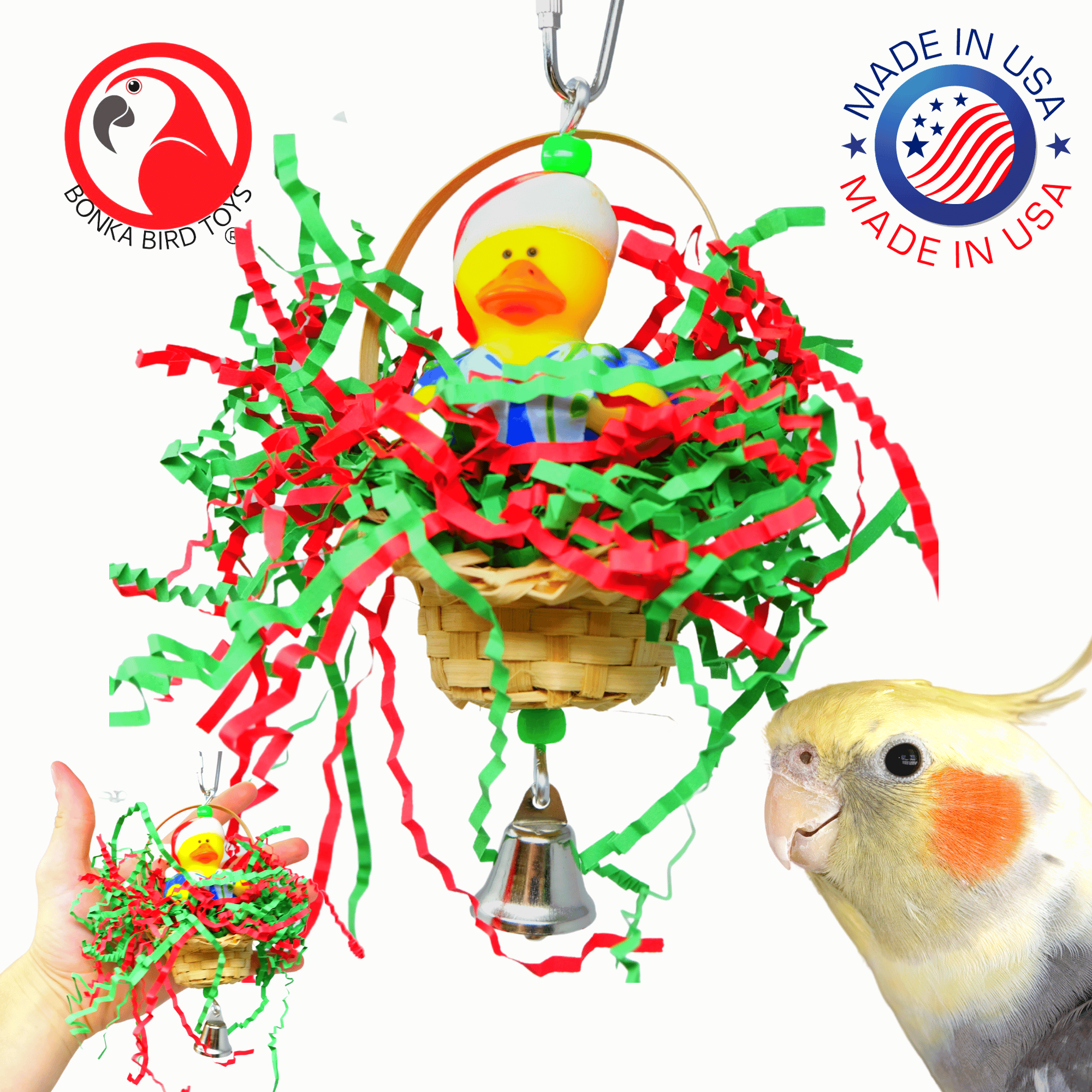 3579 Christmas Twinkle Duck Hat Basket - Bonka Bird Toys