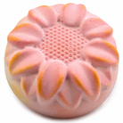 Pink and orange flower-shaped bird toy with textured center for parrot enrichment
