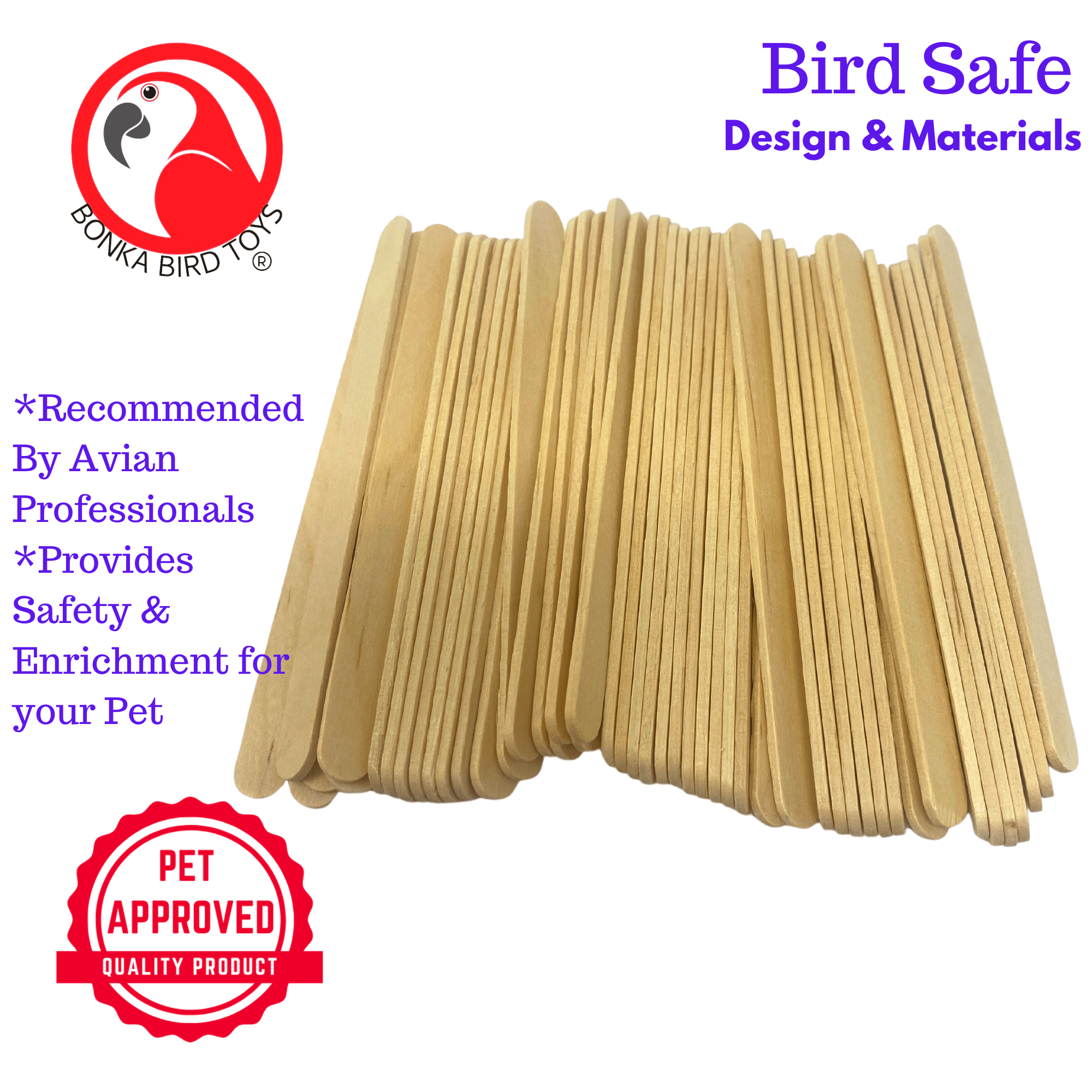 Pk100 Small Natural Wooden Chewy Sticks - Bonka Bird Toys