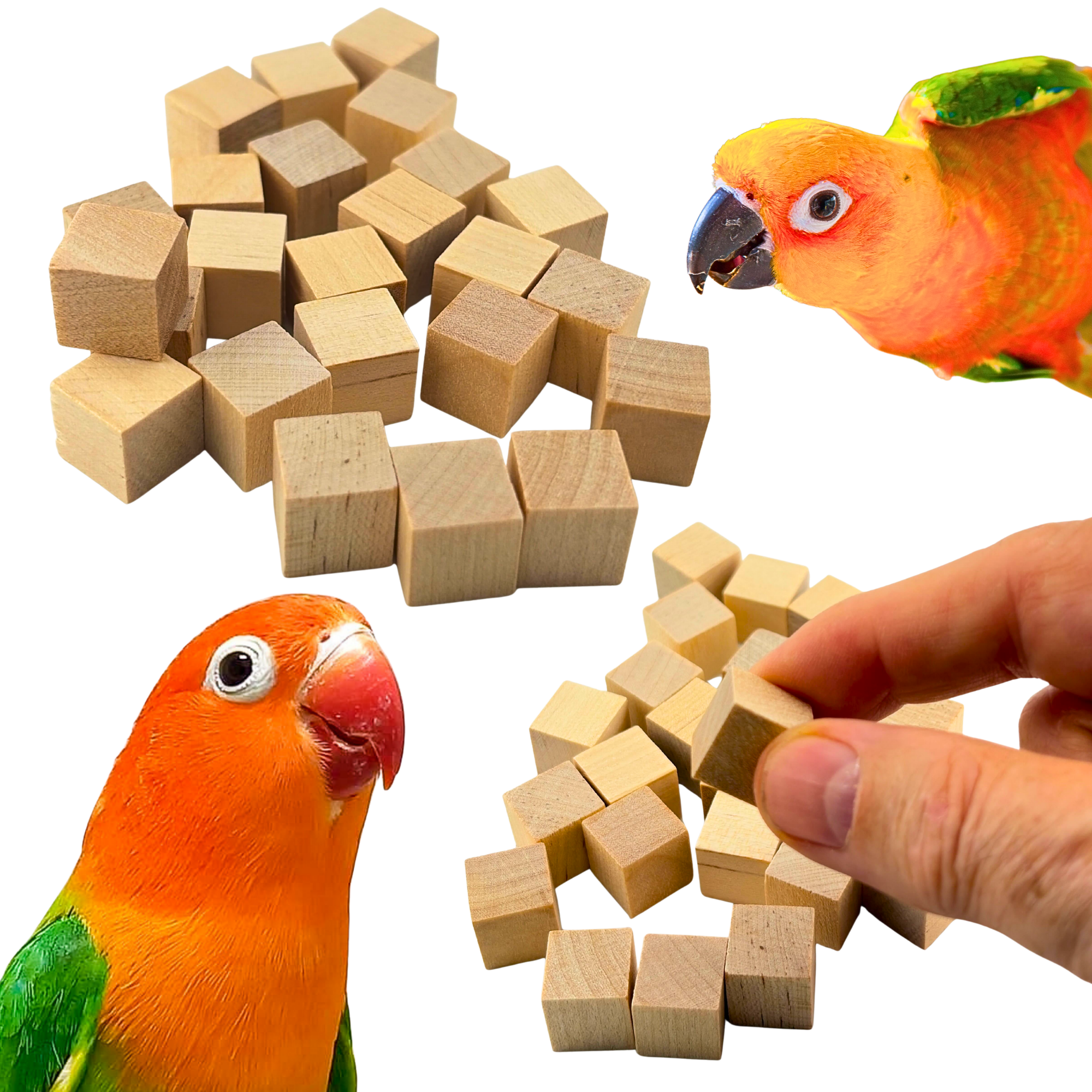 1226 Pk24 Natural Mini Wood Chewy Square Blocks - Bonka Bird Toys