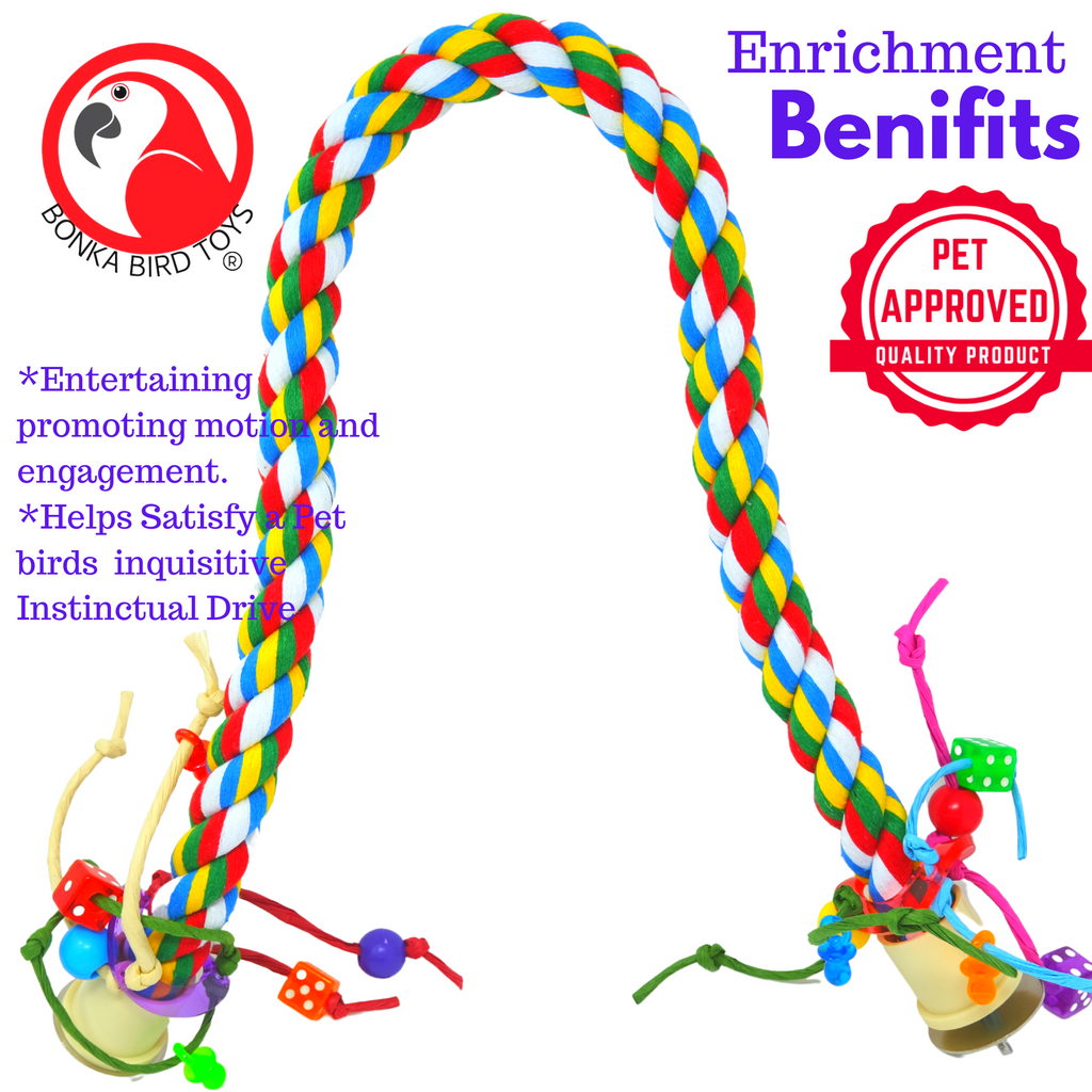1115 Large Rope Charm Perch:(36" x 1")Flexible Cotton Perch for Medium to Large Parrots by Bonka Bird Toys - Bonka Bird Toys