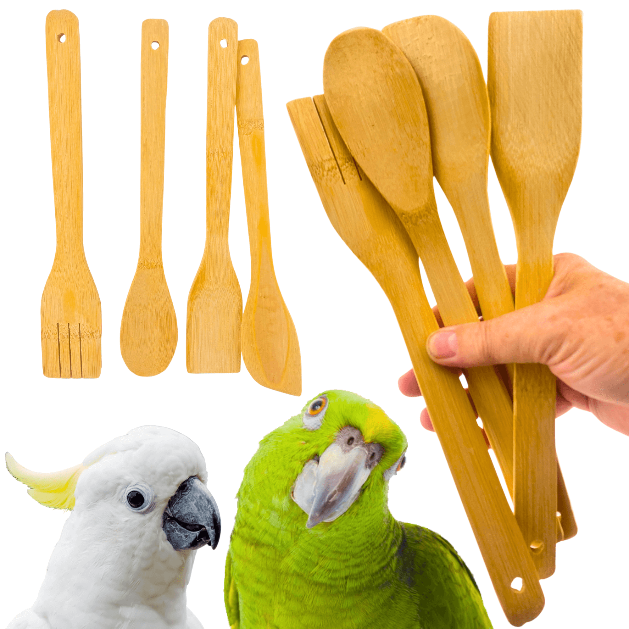 1168 Pk4 Bamboo Spoon & Paddle Chews - Bonka Bird Toys