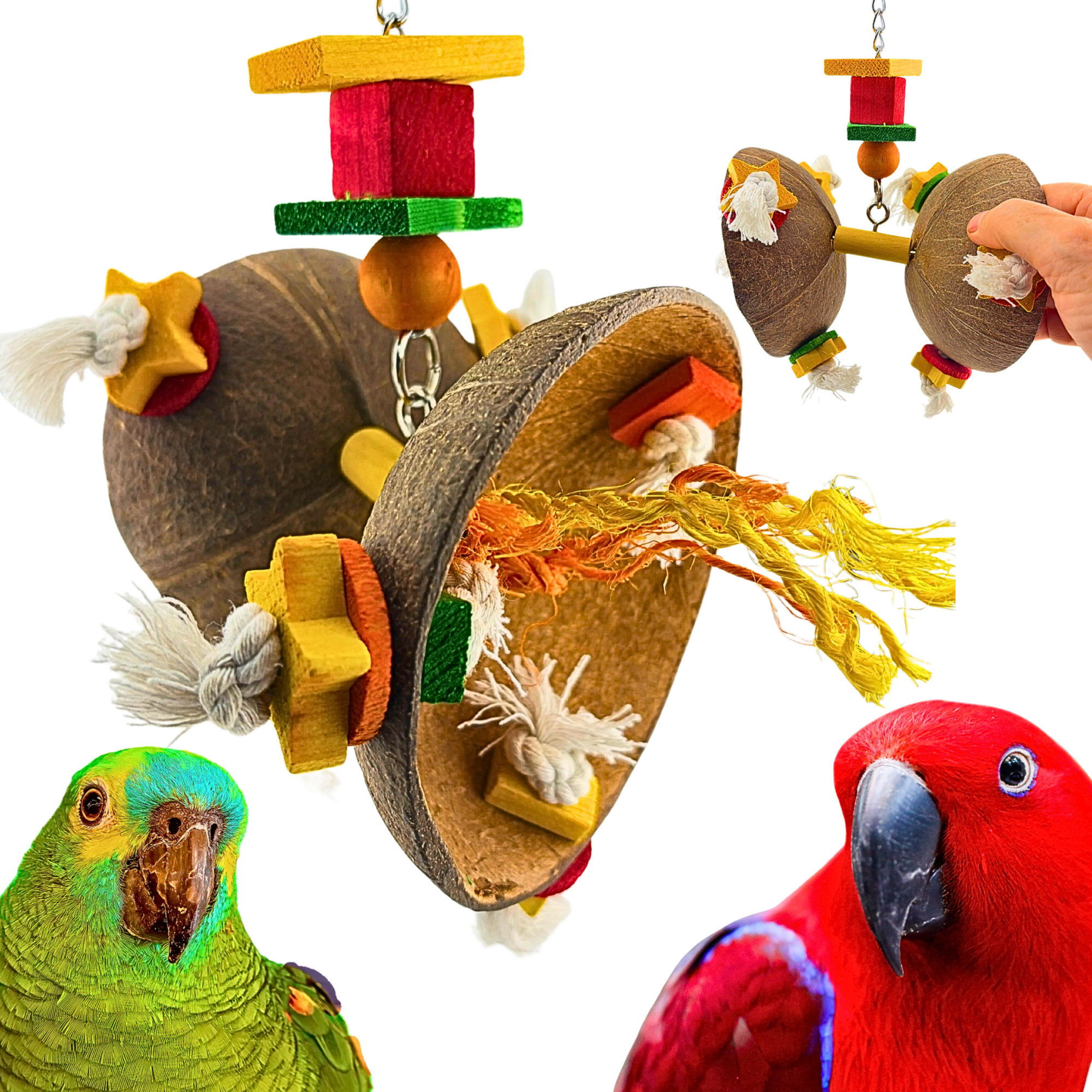 2772 Coconut Double Spinner - Bonka Bird Toys