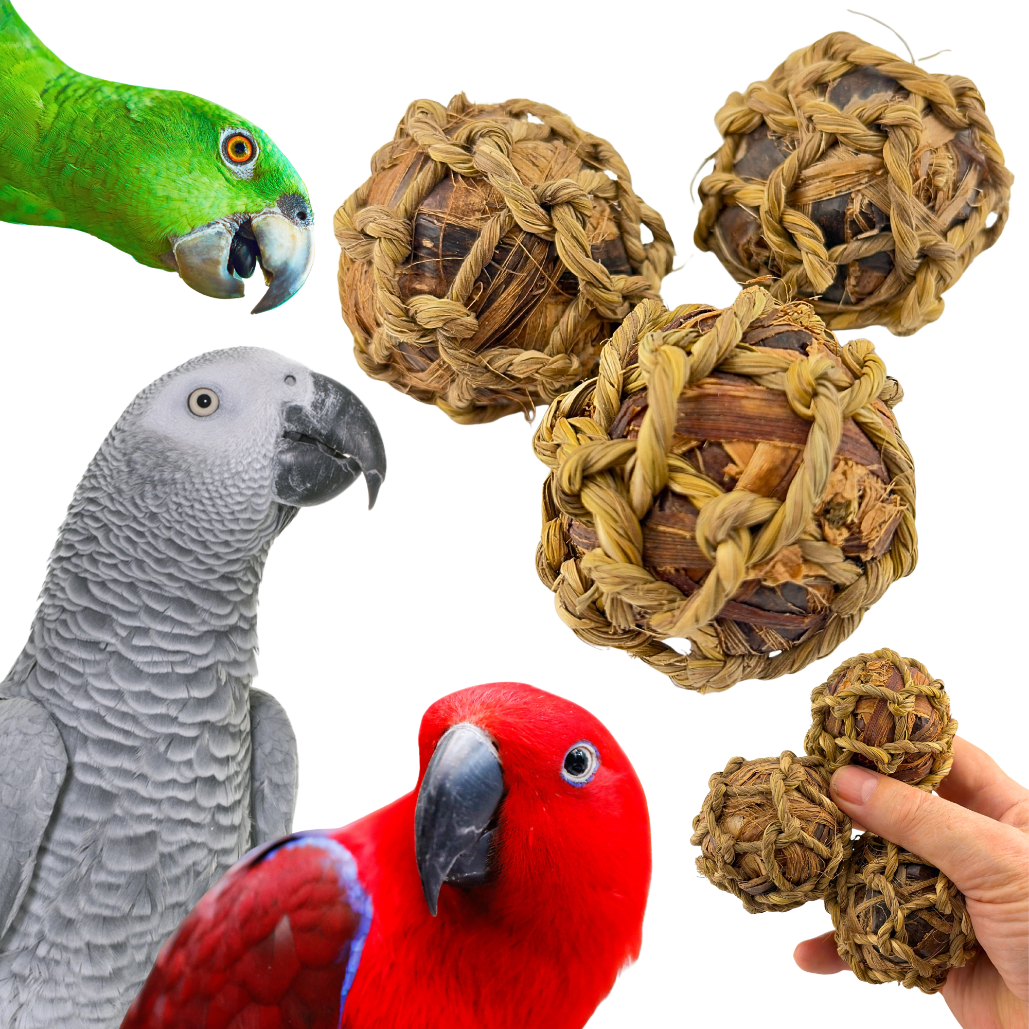 1277 PK3 Natural Banana Leaf Balls: Perfect for Birds and Rabbits - Bonka Bird Toys