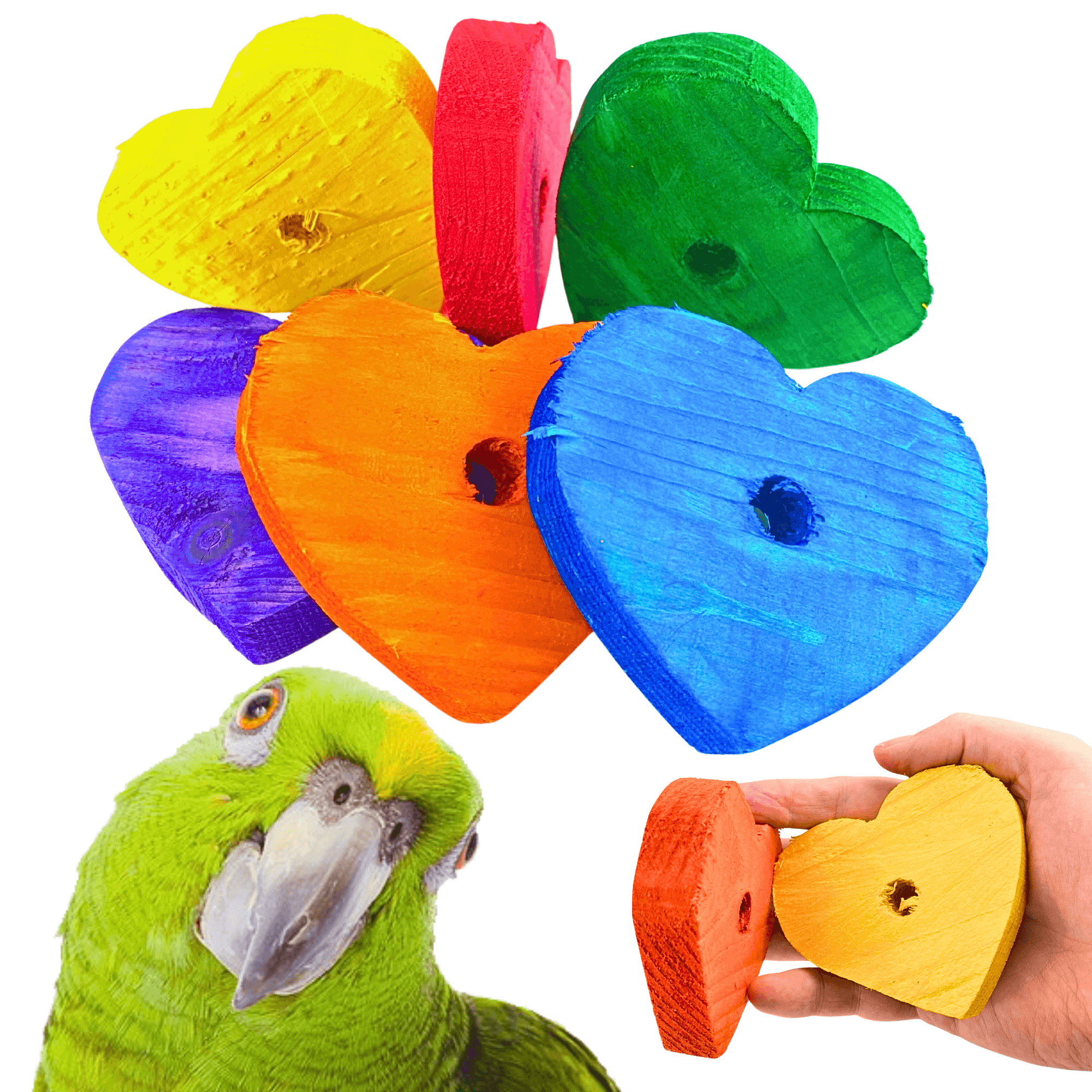 980 Pk6 Colored Huge Wood Hearts - Bonka Bird Toys