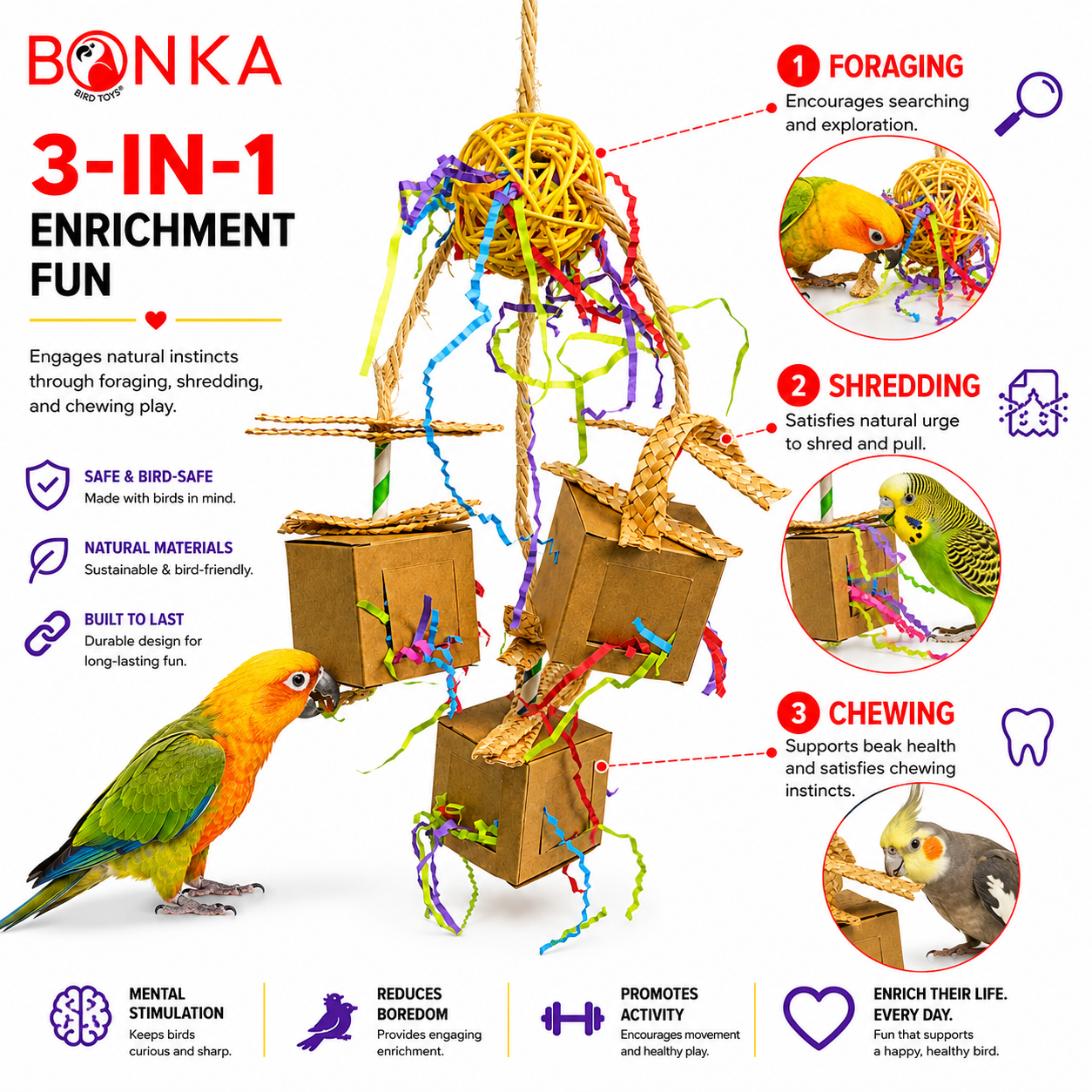 2635 Peekaboo Trio - Bonka Bird Toys