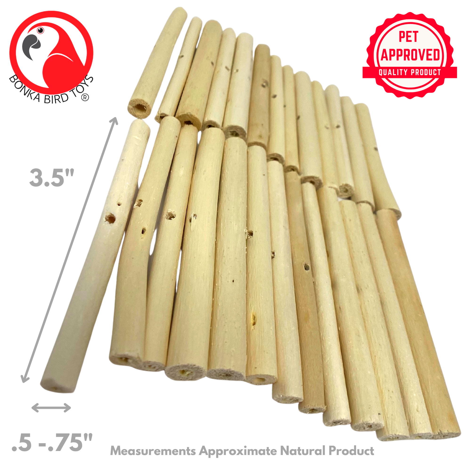 2945 Pk24 3.5" Natural Drilled Jute Sticks - Bonka Bird Toys