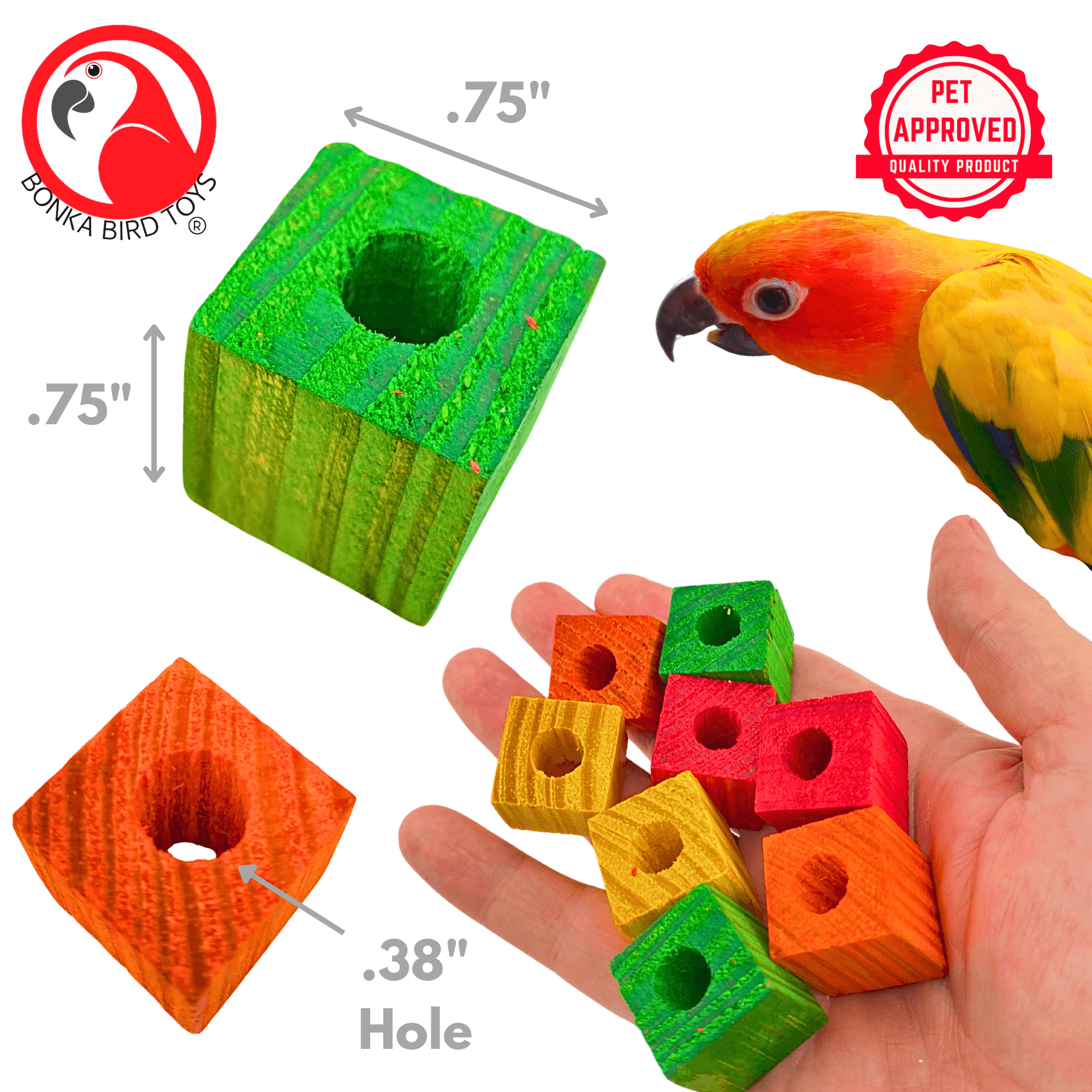 1160 Pk8 3/4" Wood Cubes - Bonka Bird Toys