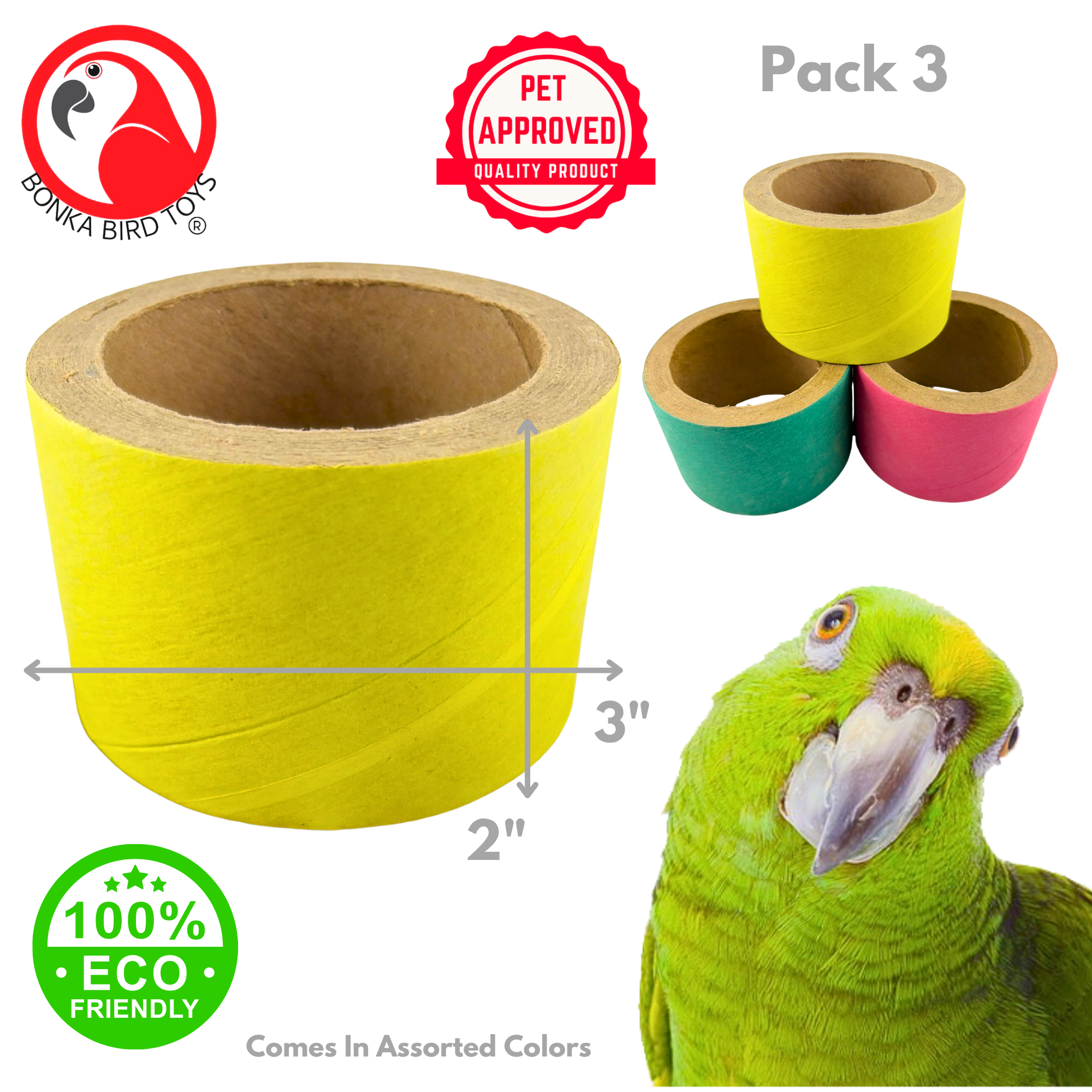 2782 Pk3 Big Fatty Bagels - Bonka Bird Toys