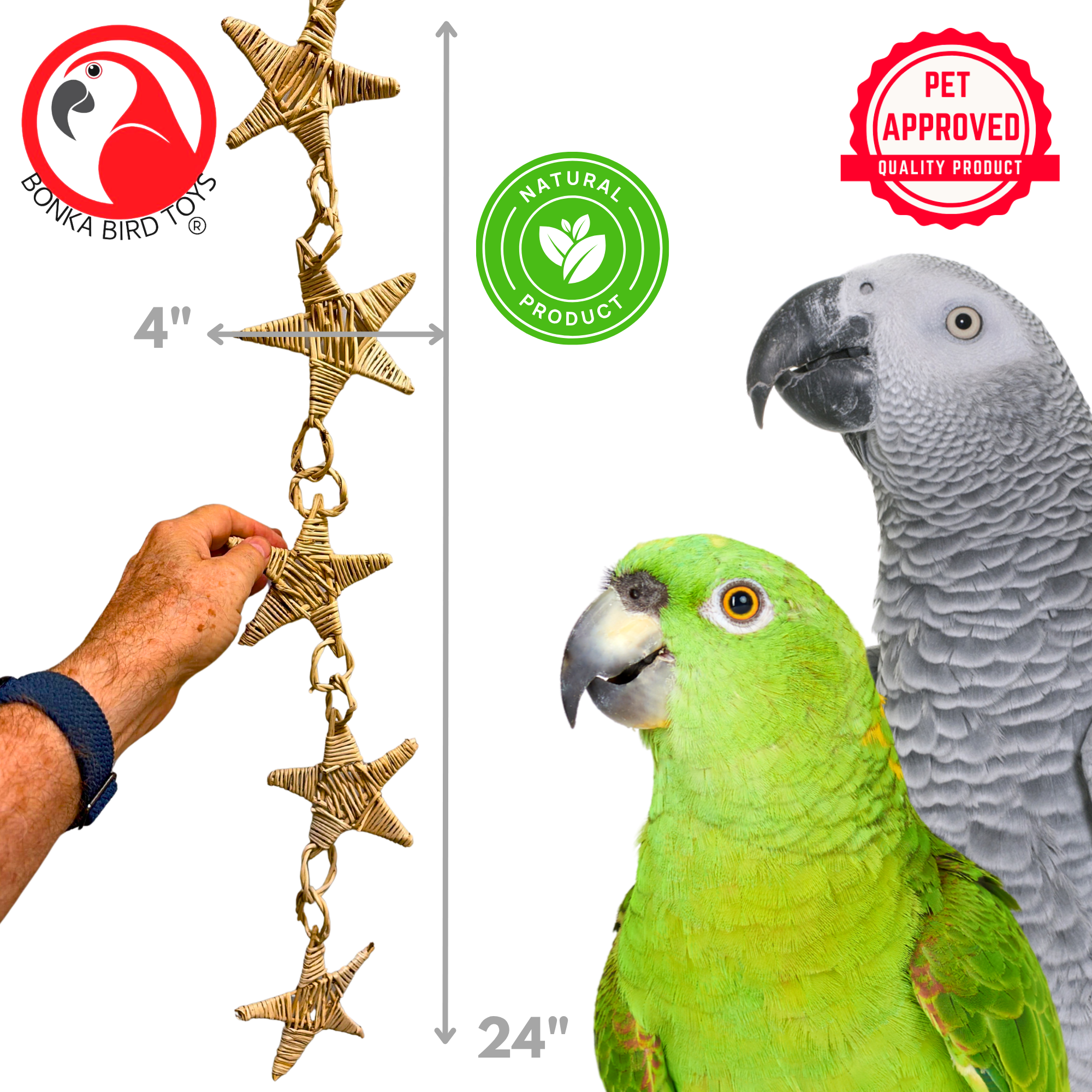 3374 Natural Vine Star Chain - Bonka Bird Toys