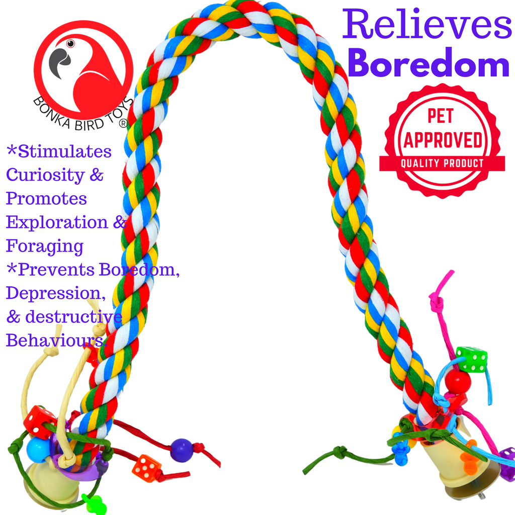 1115 Large Rope Charm Perch:(36" x 1")Flexible Cotton Perch for Medium to Large Parrots by Bonka Bird Toys - Bonka Bird Toys