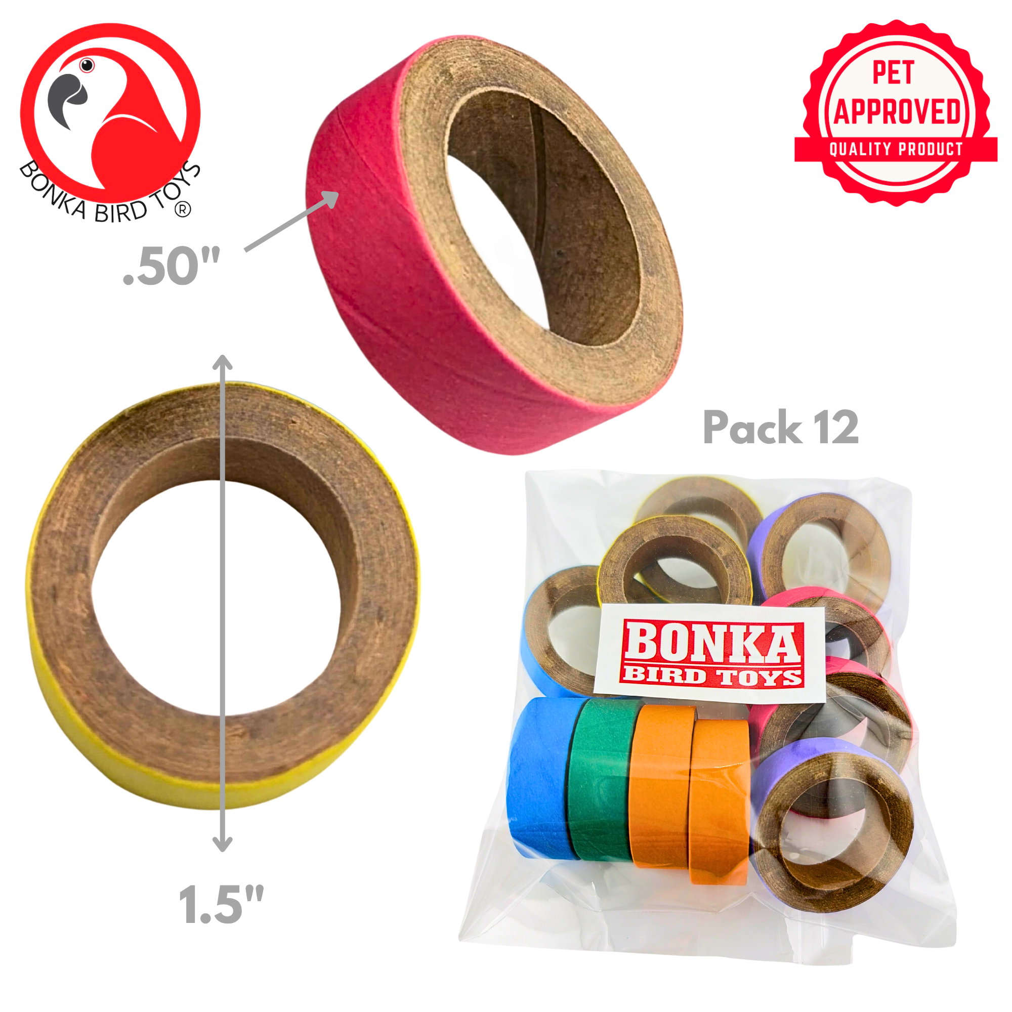 2780 Pk12 Mini Fat Bagels - Bonka Bird Toys