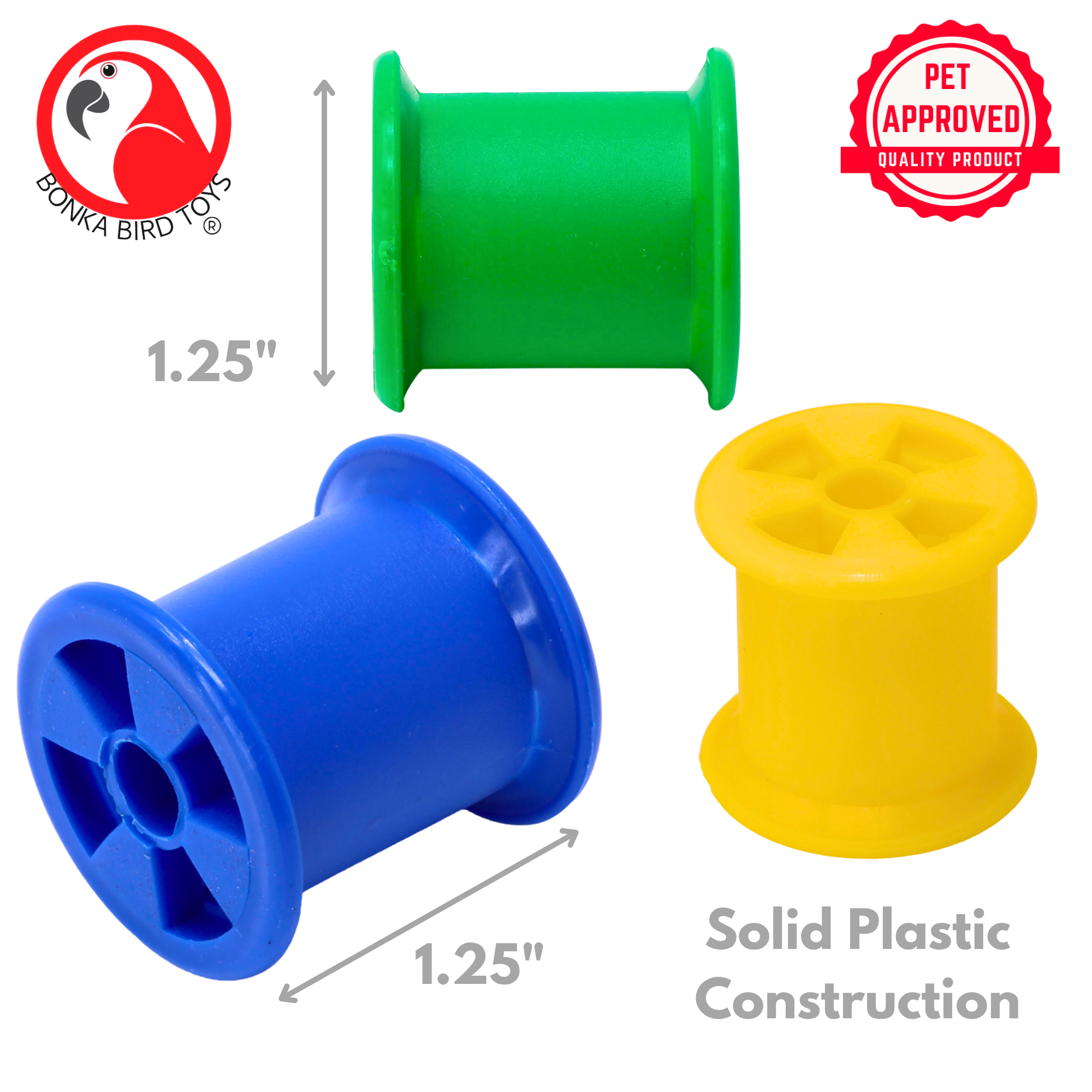 1490 Colored Plastic Bobbin Spools - Bonka Bird Toys