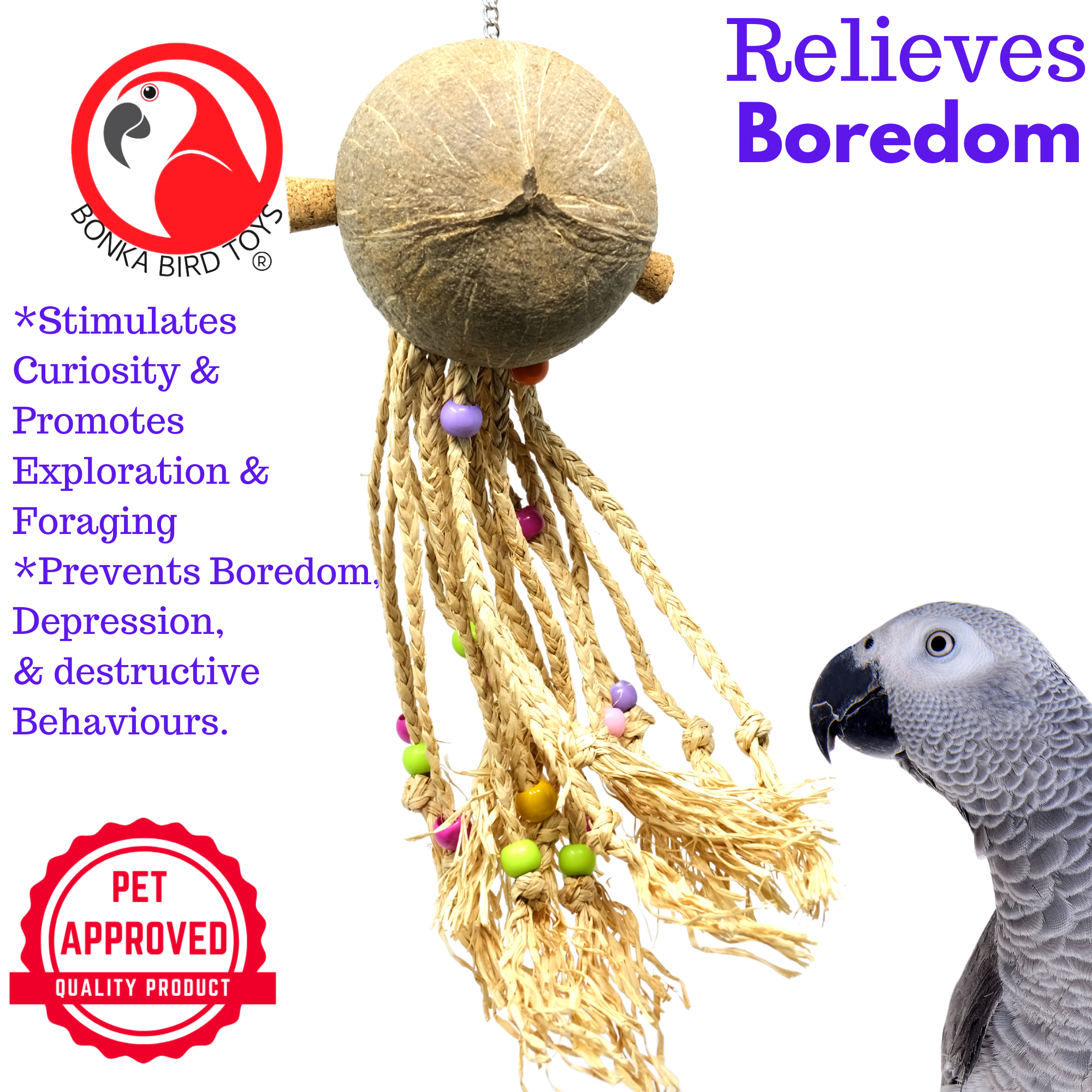 2214 Coco Rasta - Ultimate Chew & Play Toy for Large Birds | Bonka Bird Toys - Bonka Bird Toys