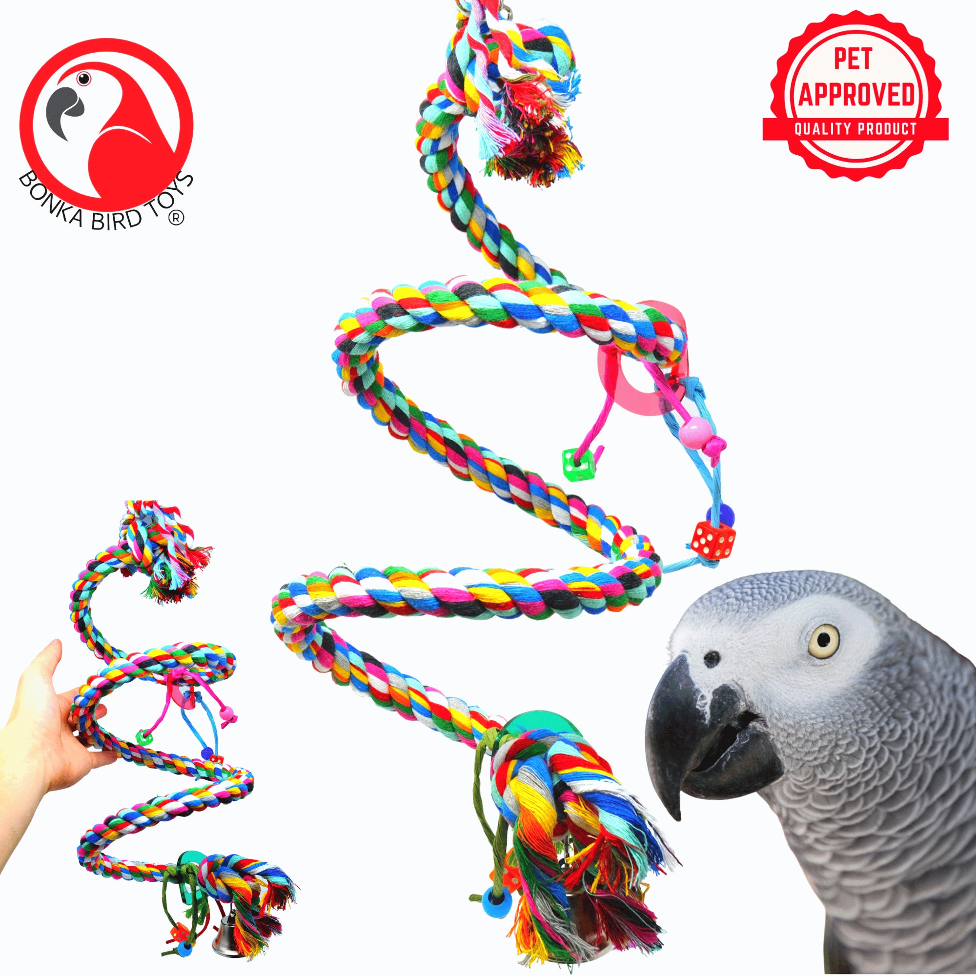 1960 Medium Rope Coil Charm Swing - Bonka Bird Toys