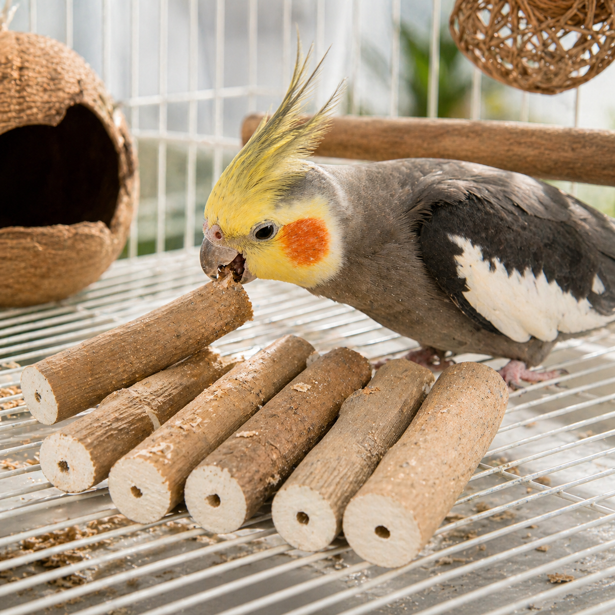 1211 Pk6 Natural Bark Sola Sticks - Bonka Bird Toys
