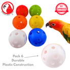 2831 Pk6 Small 1.5" Colored Plastic Balls - Bonka Bird Toys