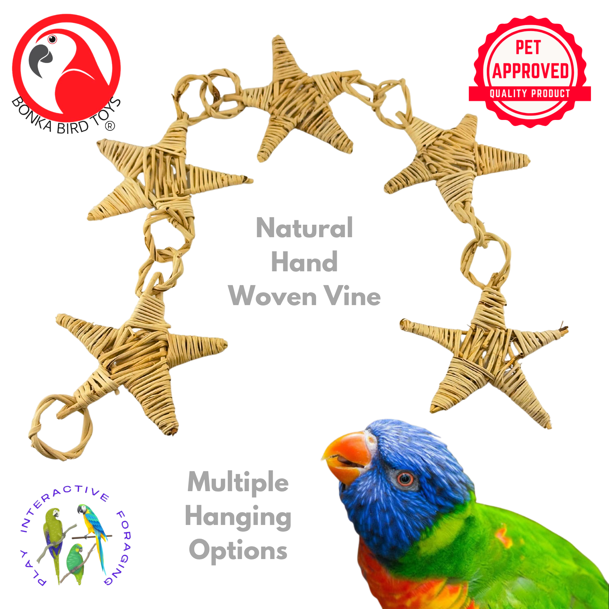 3374 Natural Vine Star Chain - Bonka Bird Toys