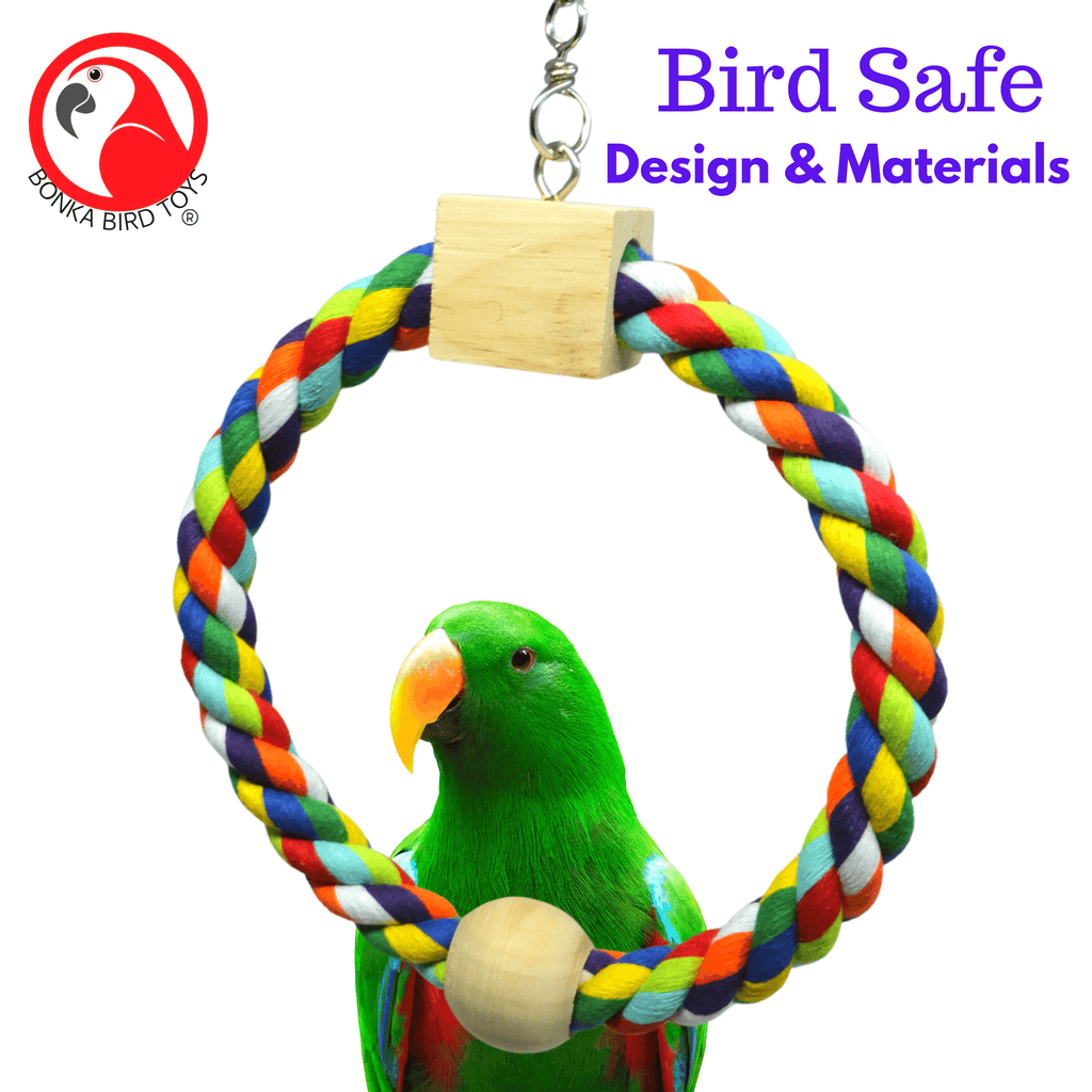 Colorful Climber 1676 Rainbow Ring Cotton Perch for Medium Parrots - Bonka Bird Toys