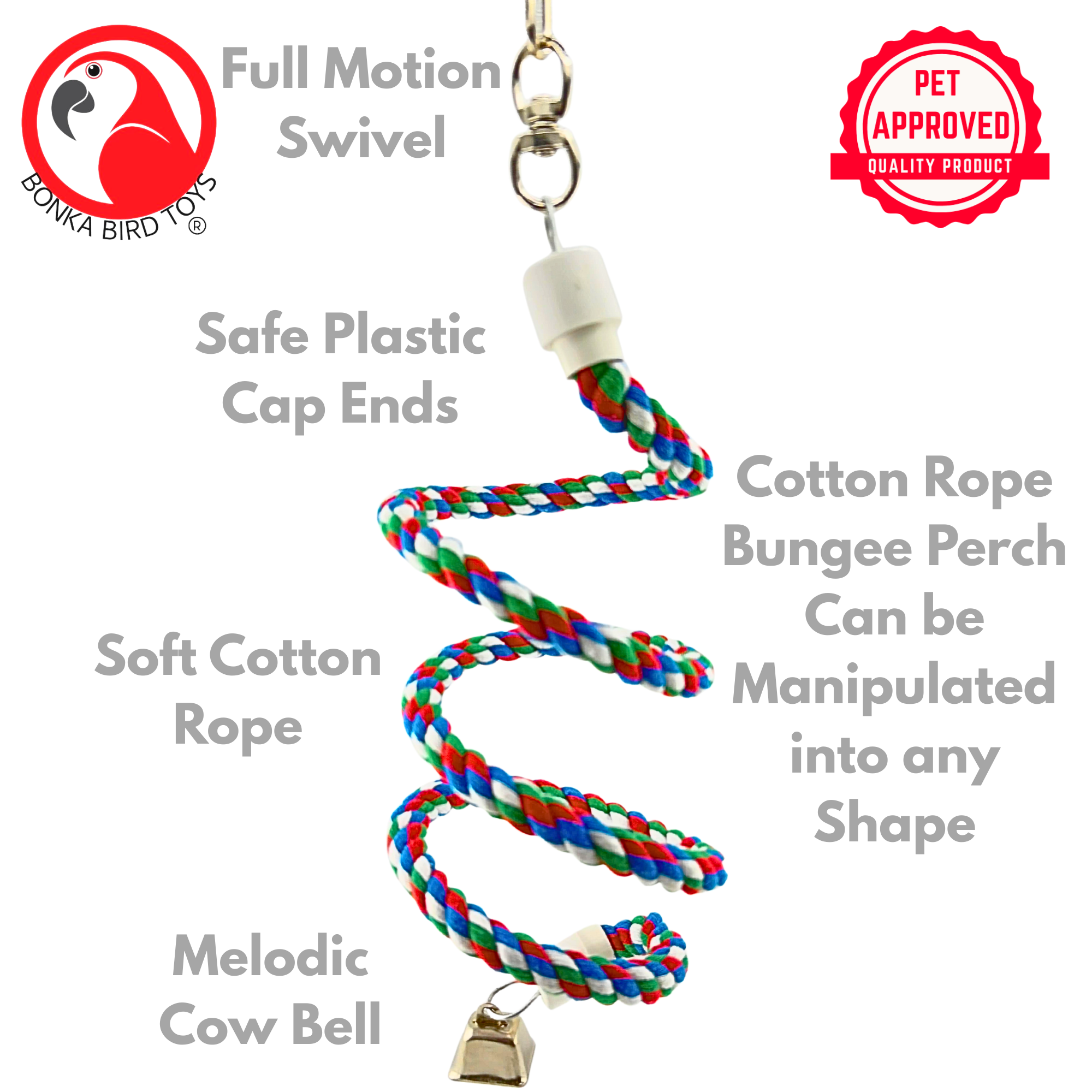 2762 Small Swivel Rope Bungee Boing - Bonka Bird Toys