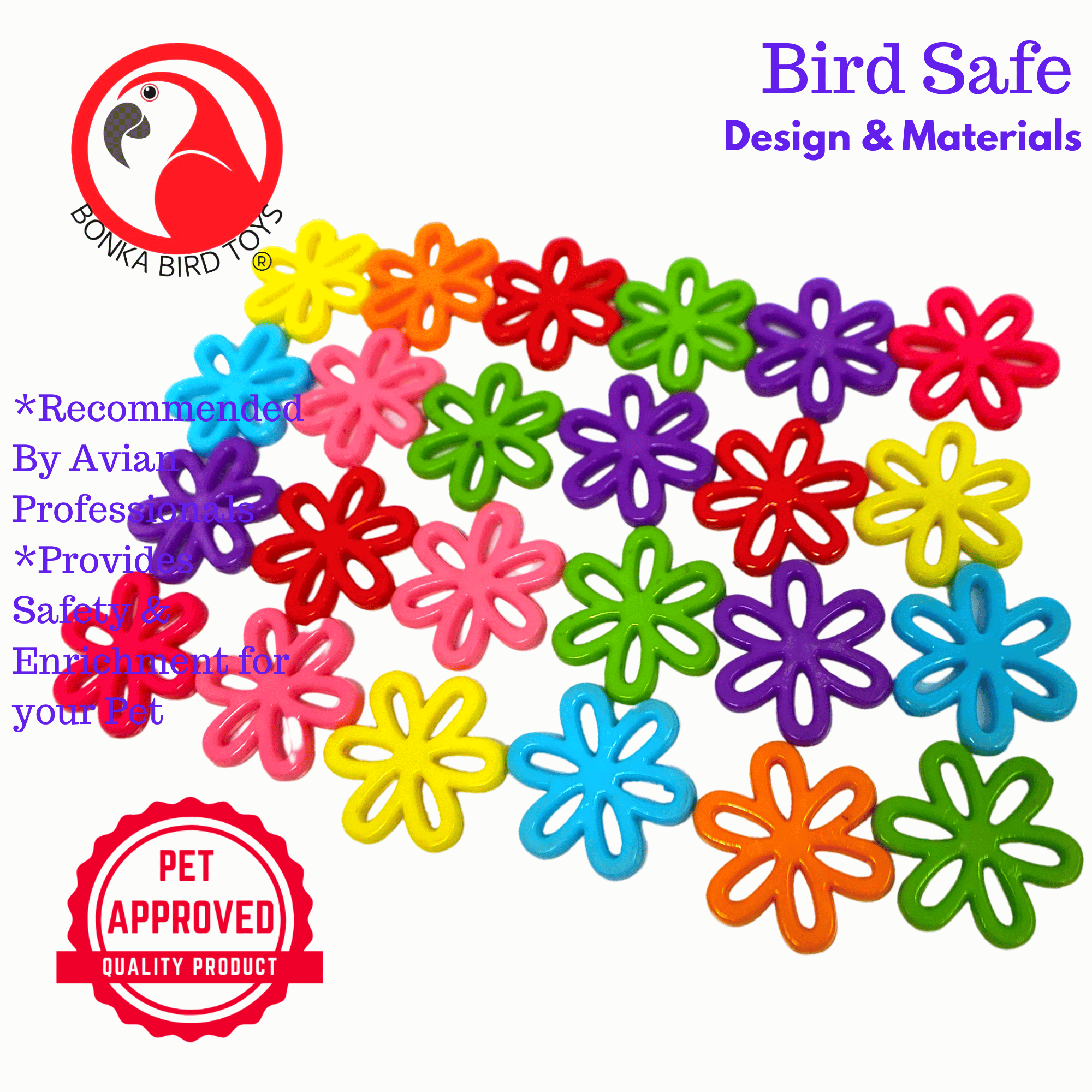 2948 Pk24 Colorful Plastic Flowers - Bonka Bird Toys