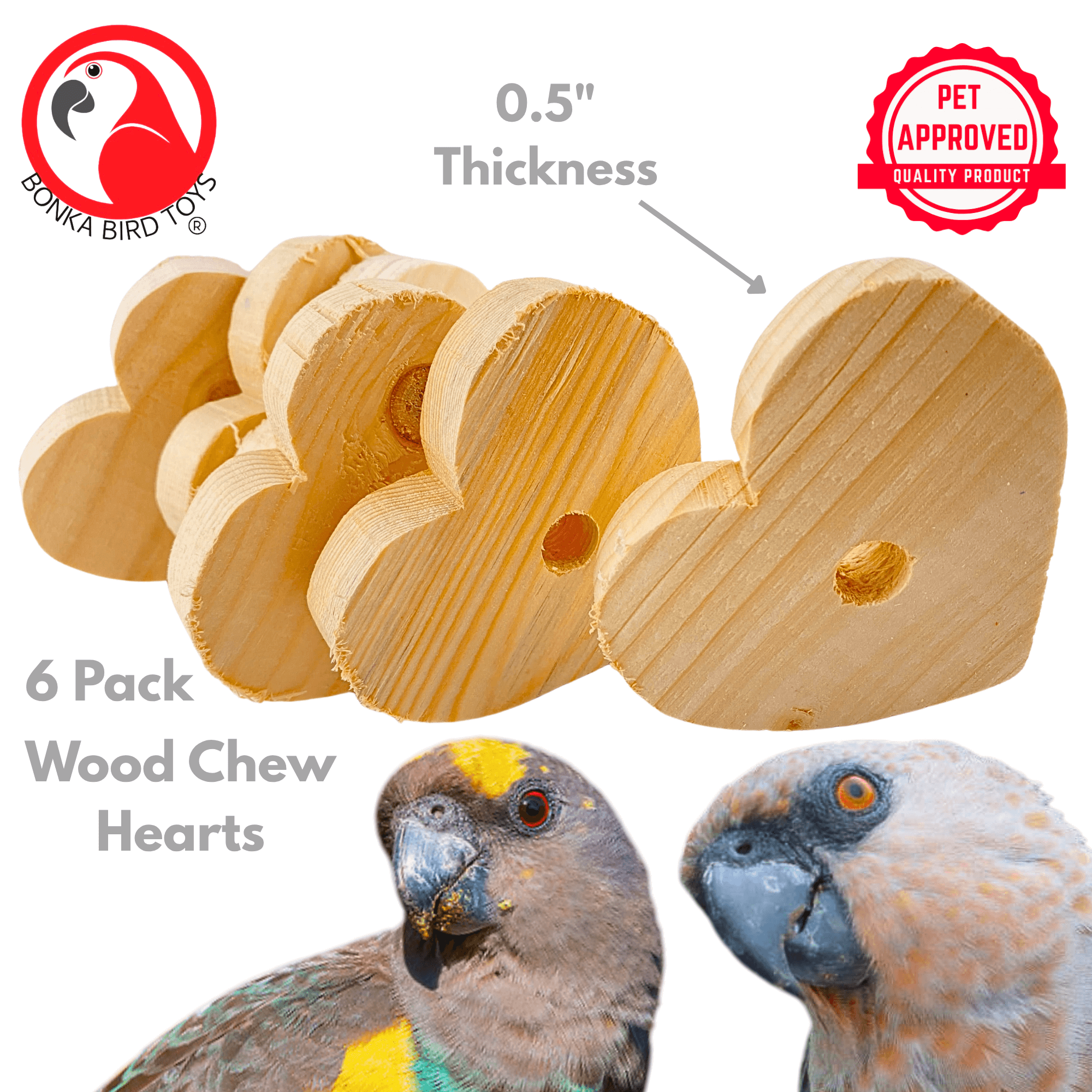 979 Pk6 Natural Huge Wood Heart - Bonka Bird Toys