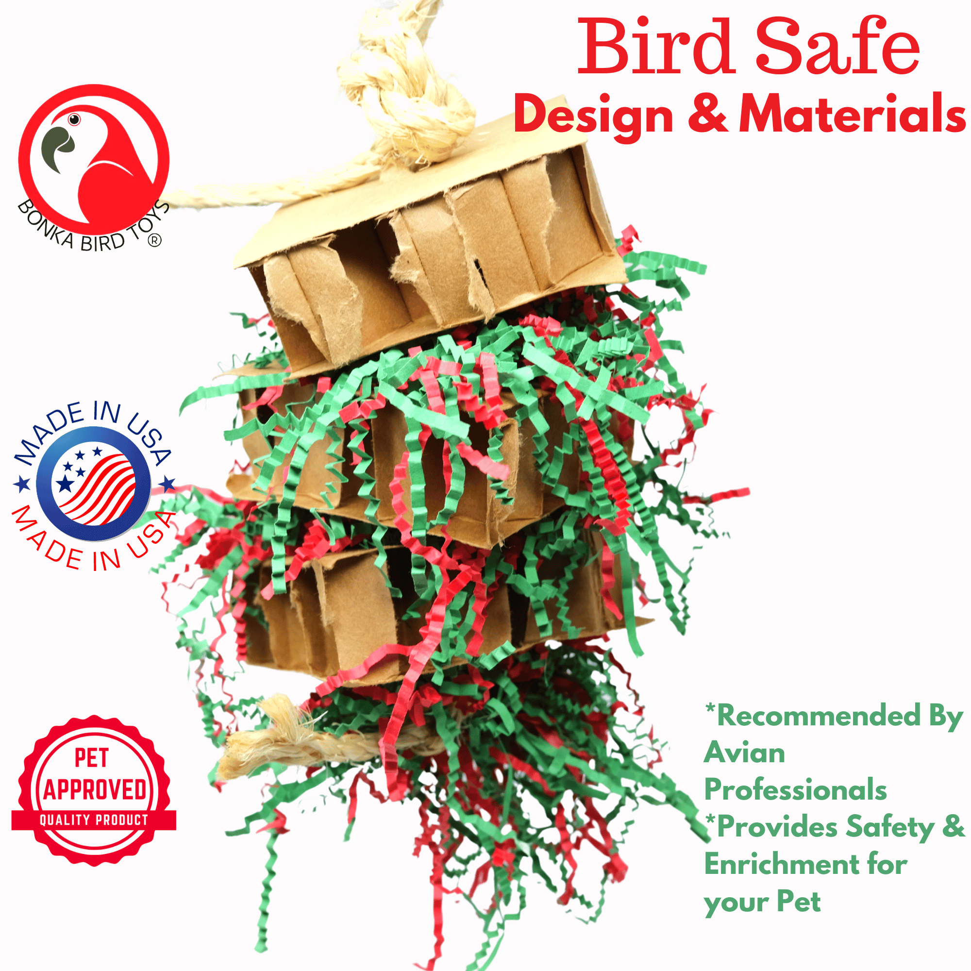 3832 Medium Christmas Square Gift Box - Bonka Bird Toys