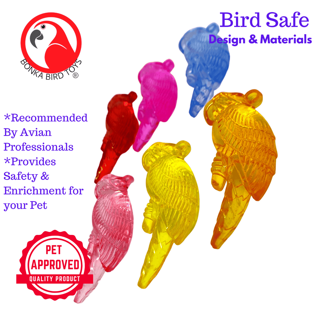 2526 Pk6 Semi-Transparent Colorful Acrylic Parrots - Bonka Bird Toys