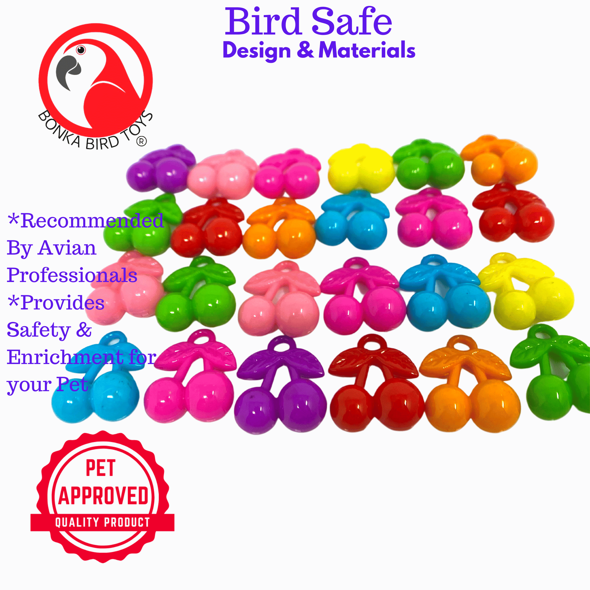 2952 PK24 Assorted Plastic Cherries - Bonka Bird Toys