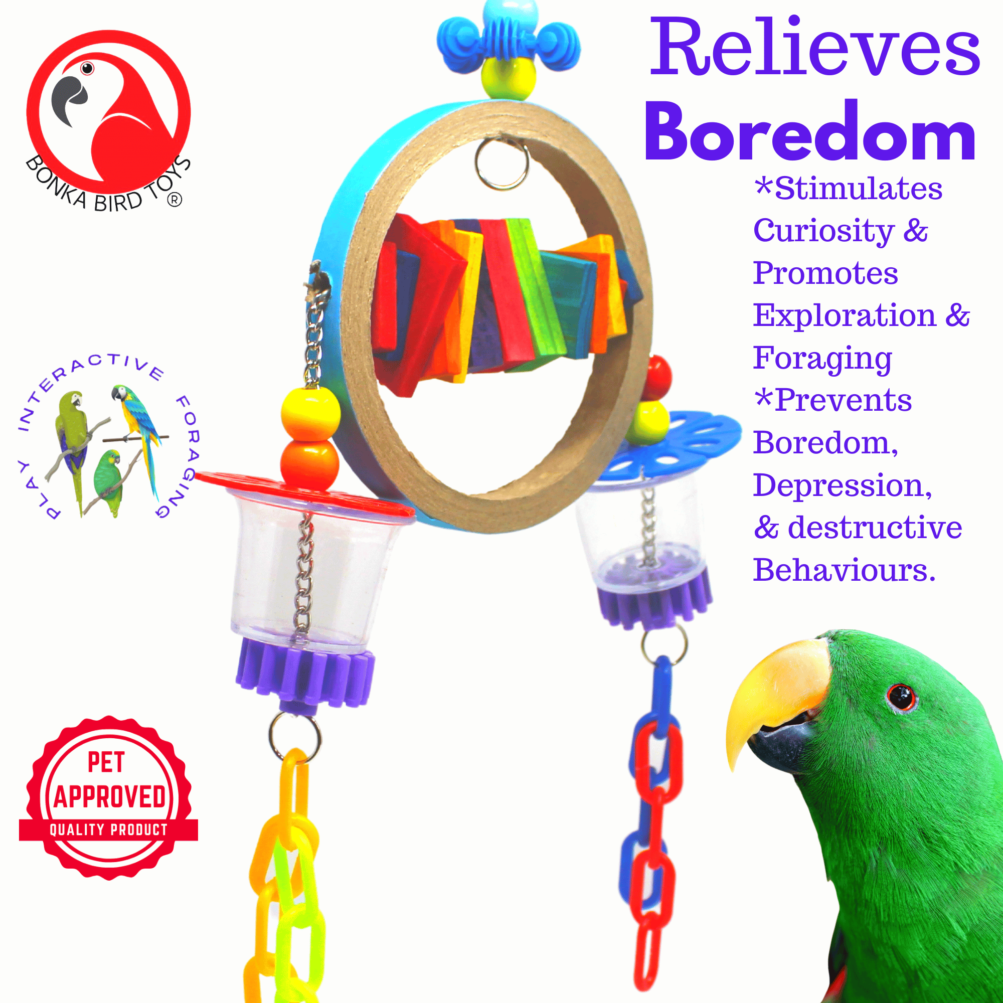 2237 Ring in the Cheers Bird Toy: Exciting Playtime for Medium-Sized Birds - Bonka Bird Toys