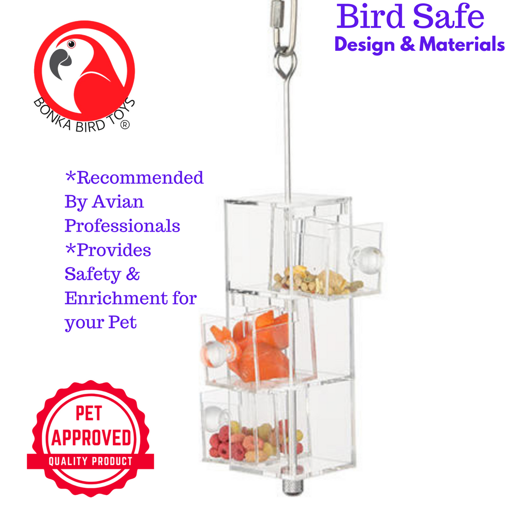 Bonka Bird Toys 2234 - Acrylic Foraging Box for Birds | Interactive Treat Puzzle Toy - Bonka Bird Toys