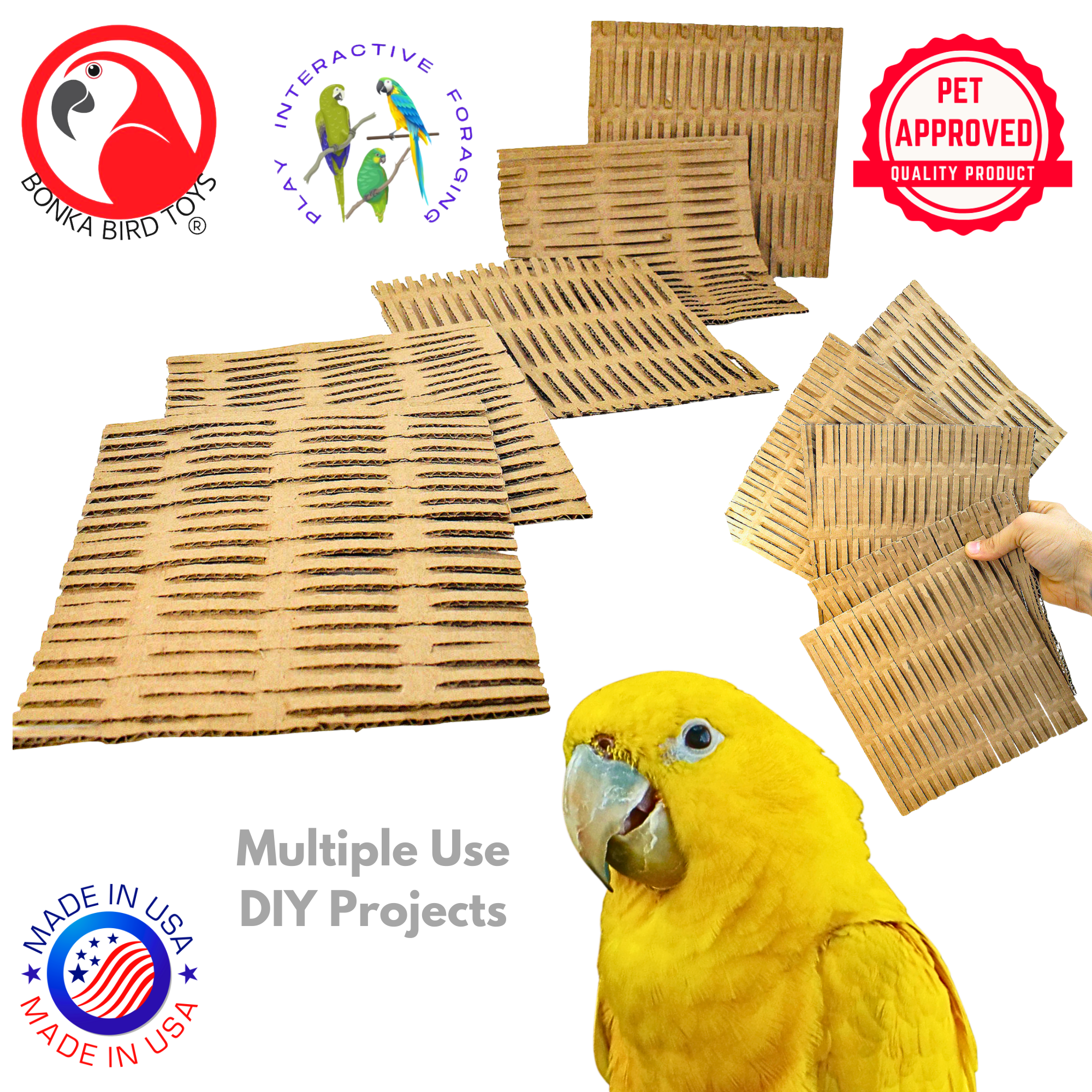 3455 Pk5 8X8 Inch Cardboard Shred Mat - Bonka Bird Toys